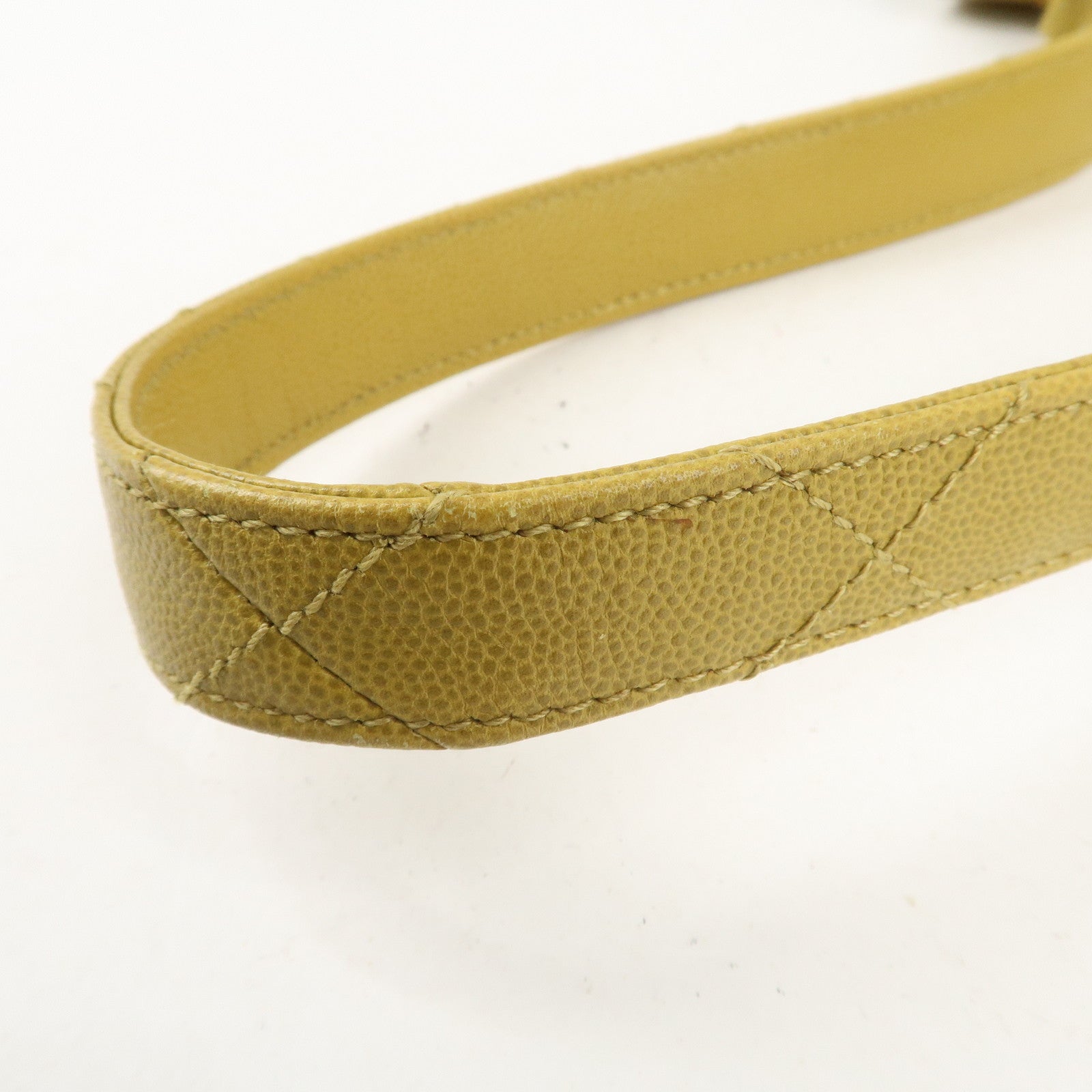 CHANEL Matelasse Caviar Skin Shoulder Bag Yellow Used