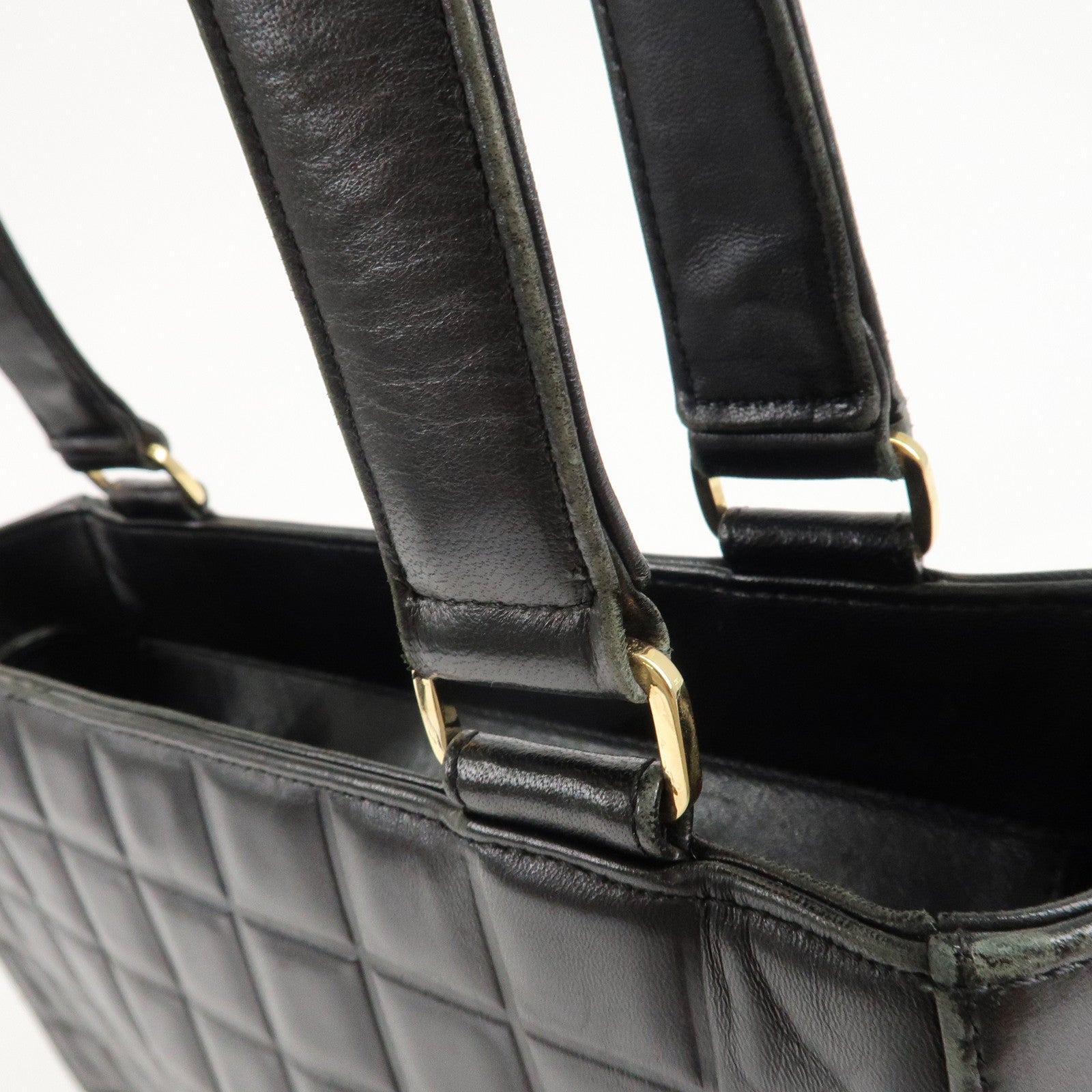 CHANEL COCO Mark Chocolate Bar Lamb Skin Shoulder Bag Black Used