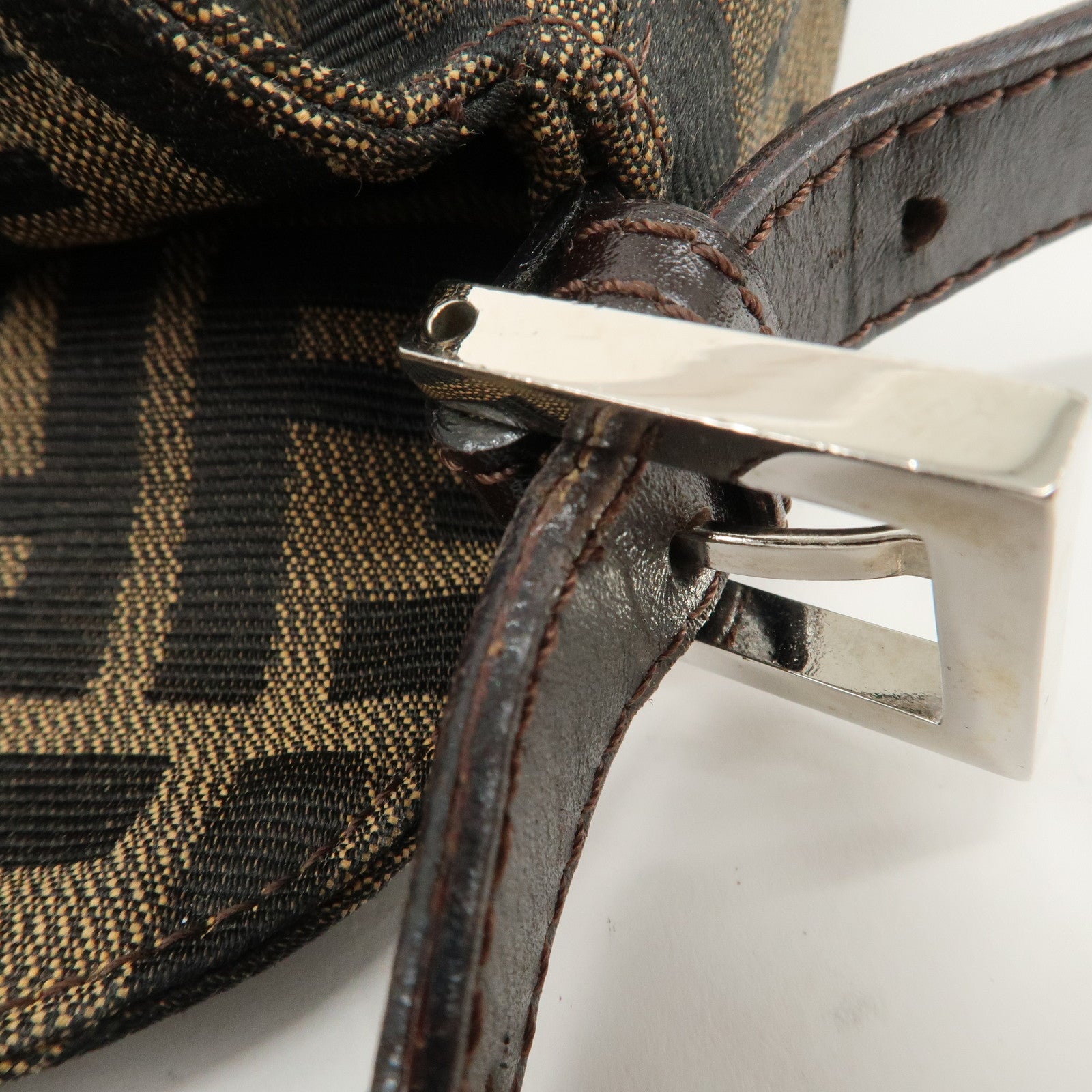 FENDI Zucca Canvas Leather Shoulder Bag Hand Bag 26423Used F/S Used