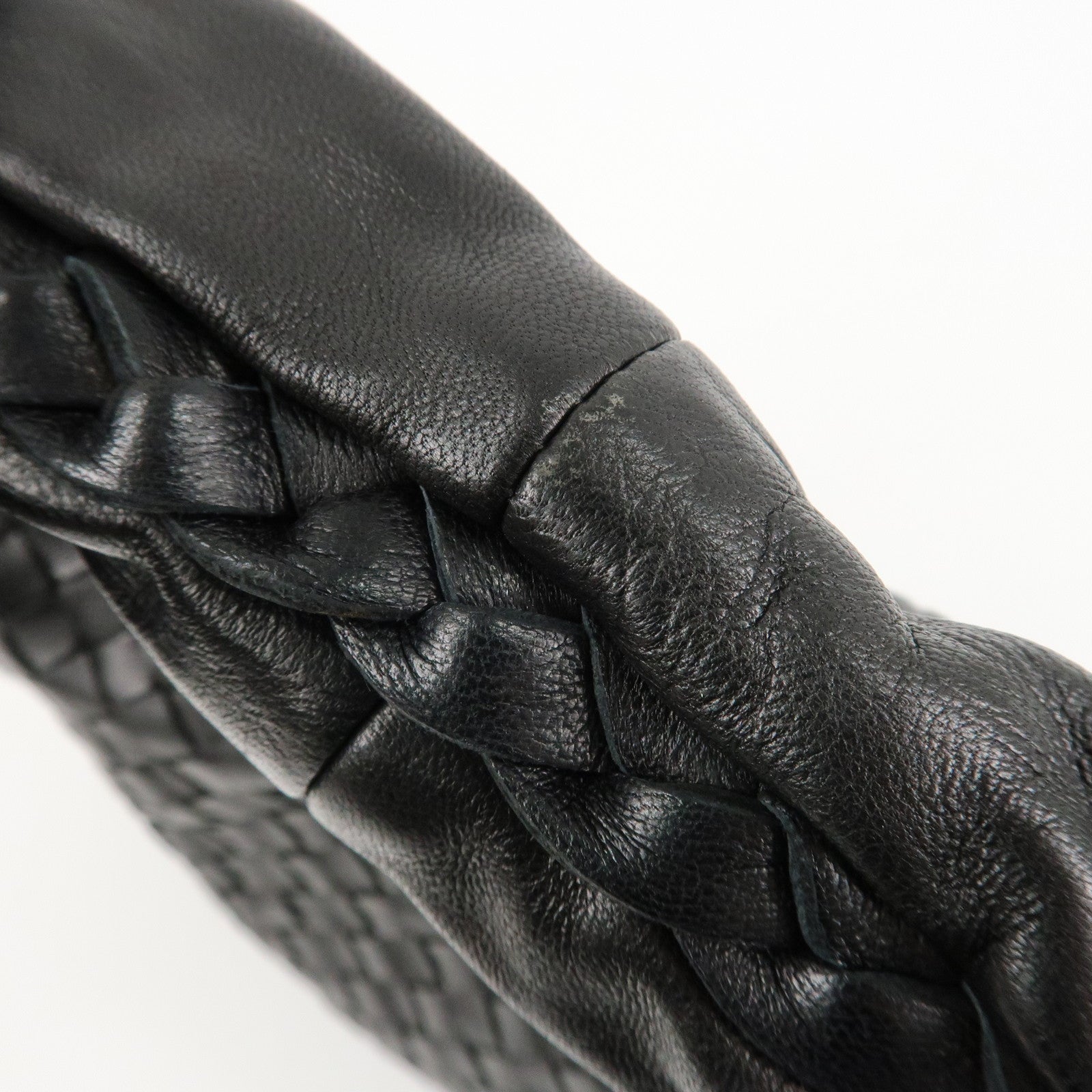 BOTTEGA VENETA Hobo Intrecciato Leather Shoulder Bag Black 115653 Used