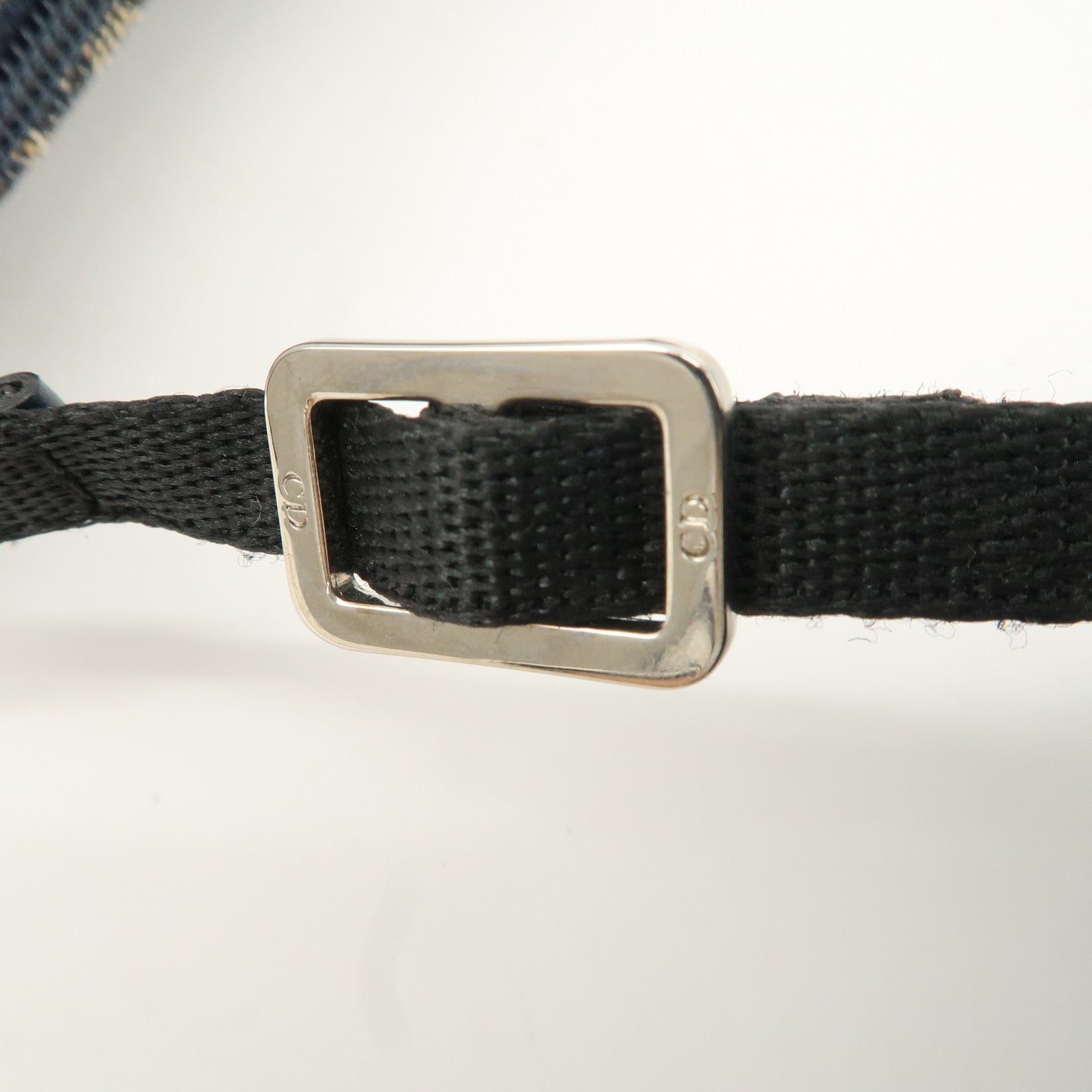 Christian Dior Trotter Canvas Leather Shoulder Bag Navy White Used