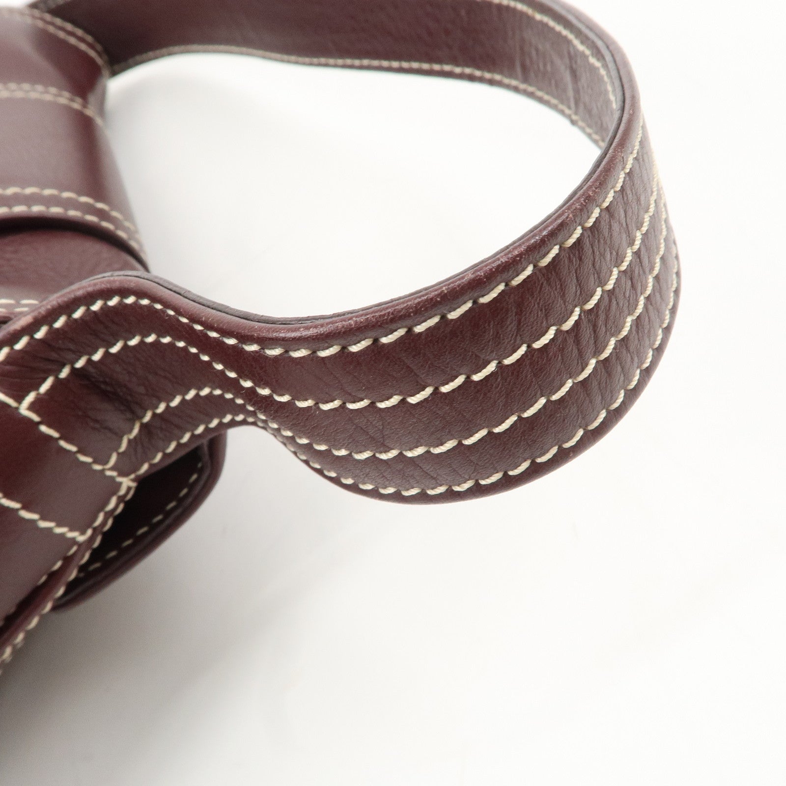 CELINE Leather Shoulder Bag Hand Bag Brown Gold Hardware Used