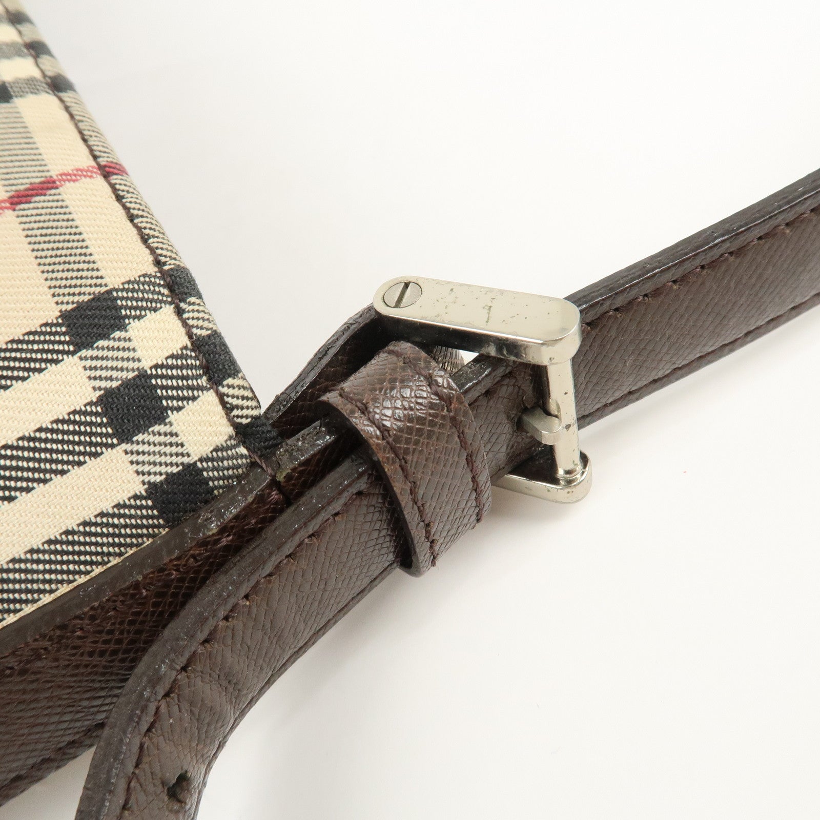 BURBERRY Canvas Leather Nova Plaid Semi Shoulder Bag Used