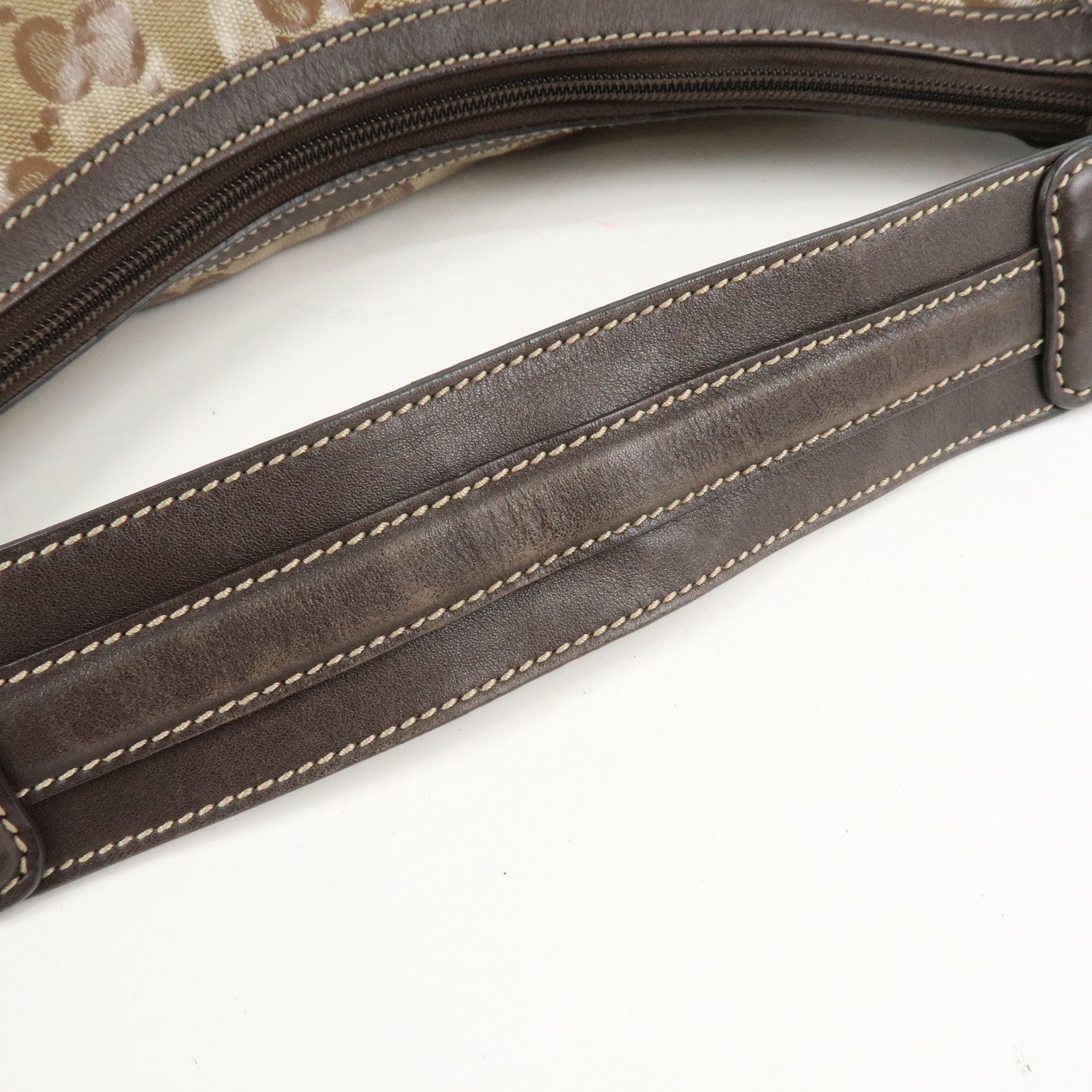 GUCCI GG Crystal Leather Shoulder Bag Hand Bag Brown 257297 Used