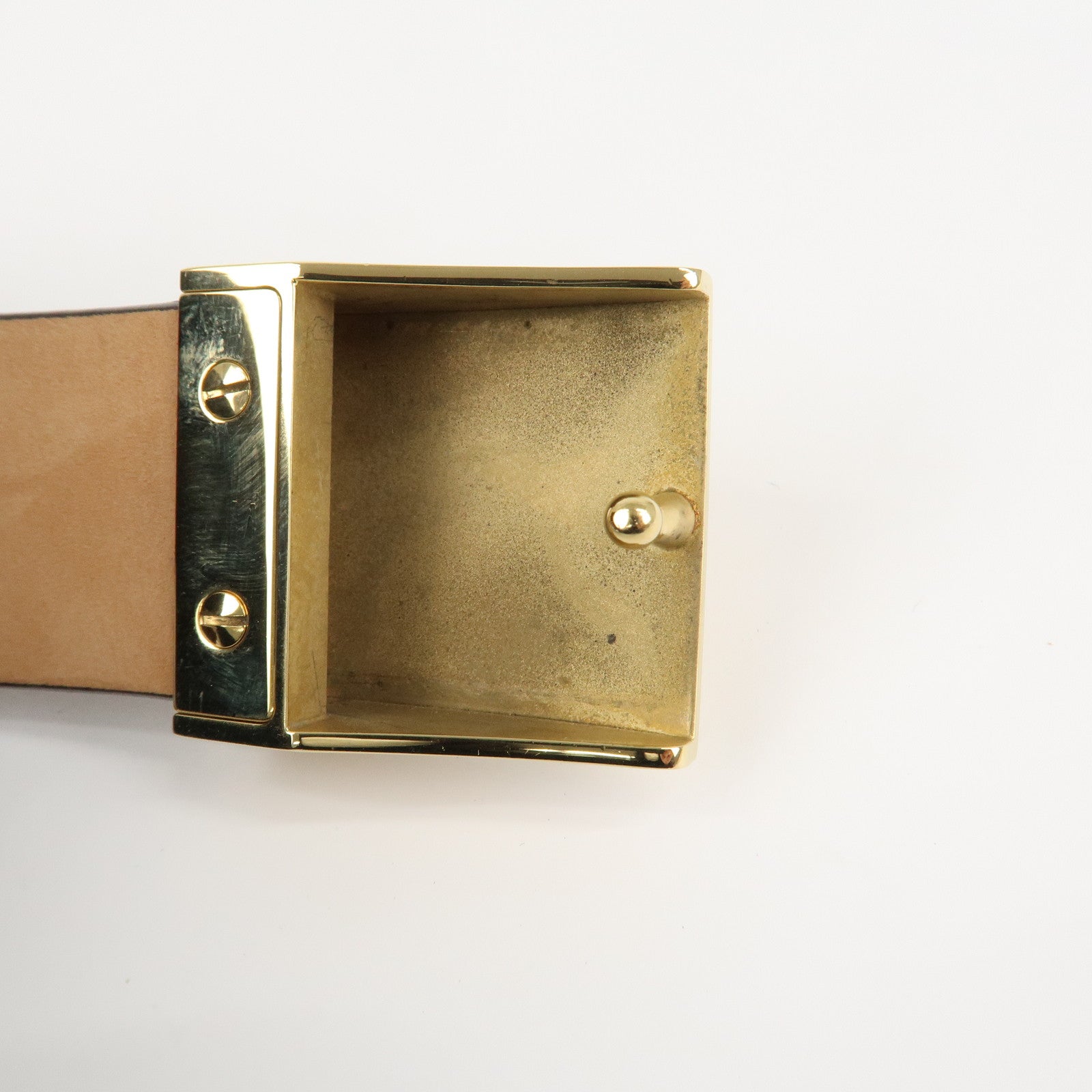 AuthLouis Vuitton Damier Ebene Saint Tulle Belt Carre 85/34 M6803V Used