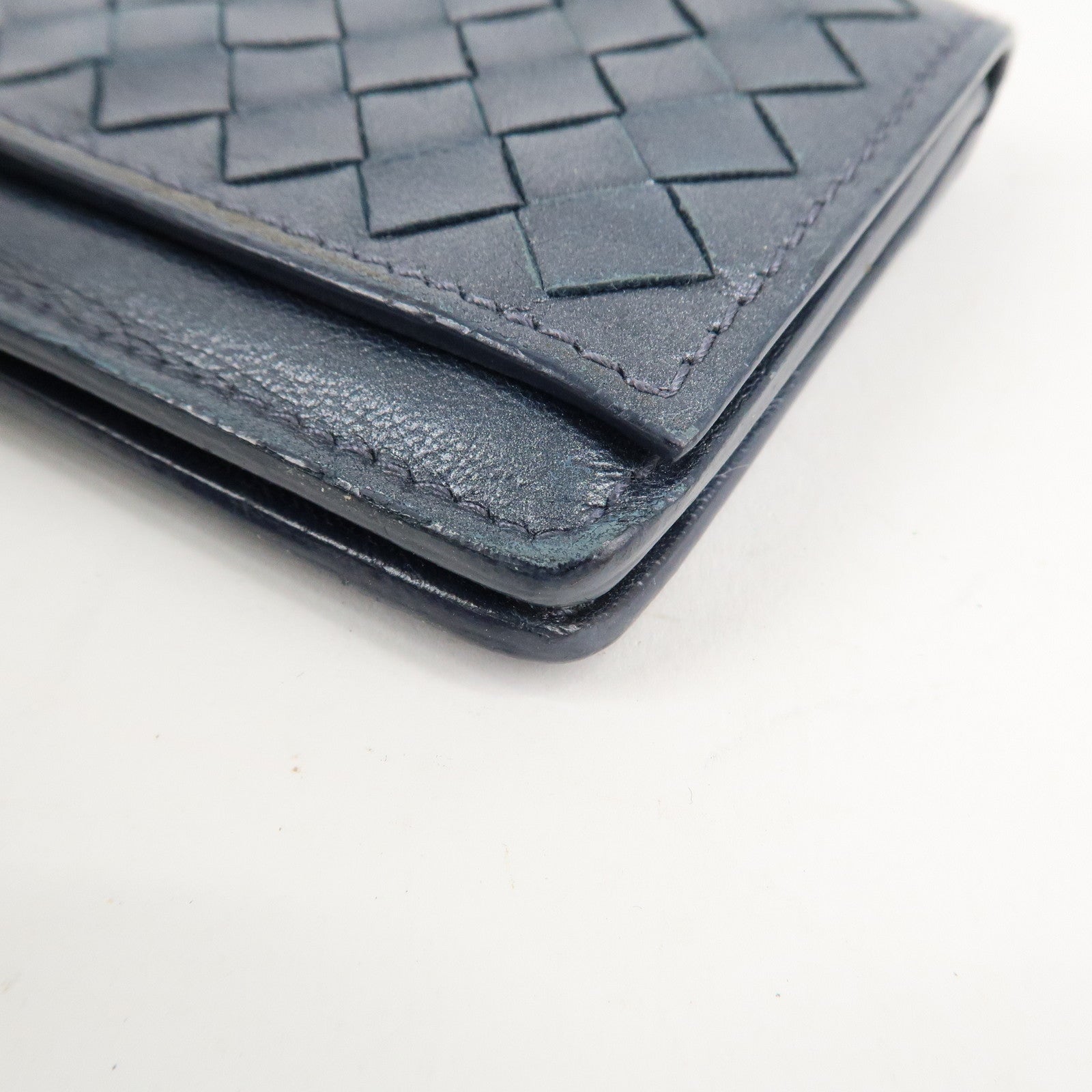 BOTTEGA VENETA Intrecciato Leather Card Case Gray 133945 Used