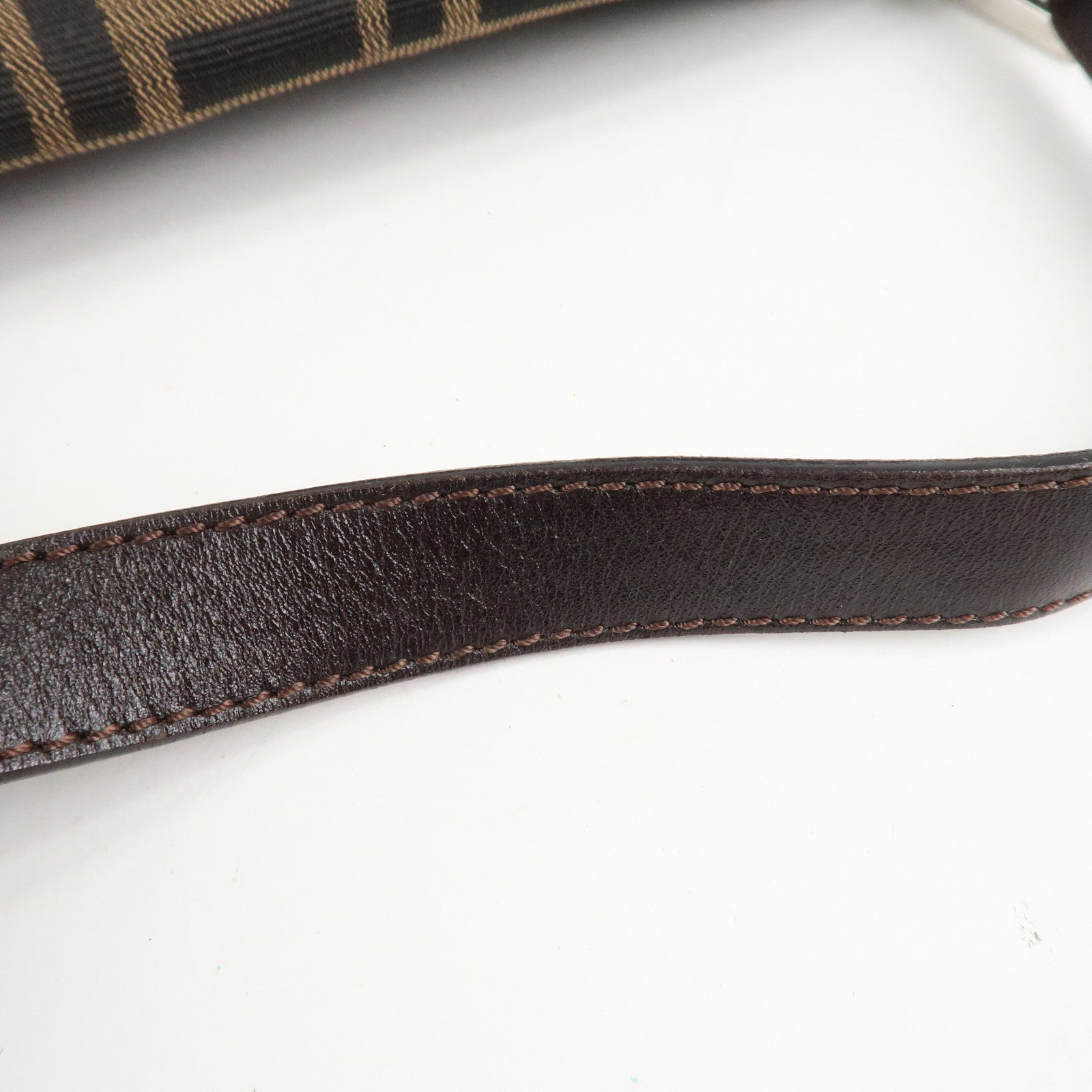 FENDI Mamma Baguette Zucca Canvas Shoulder Bag Brown Black 26424 Used