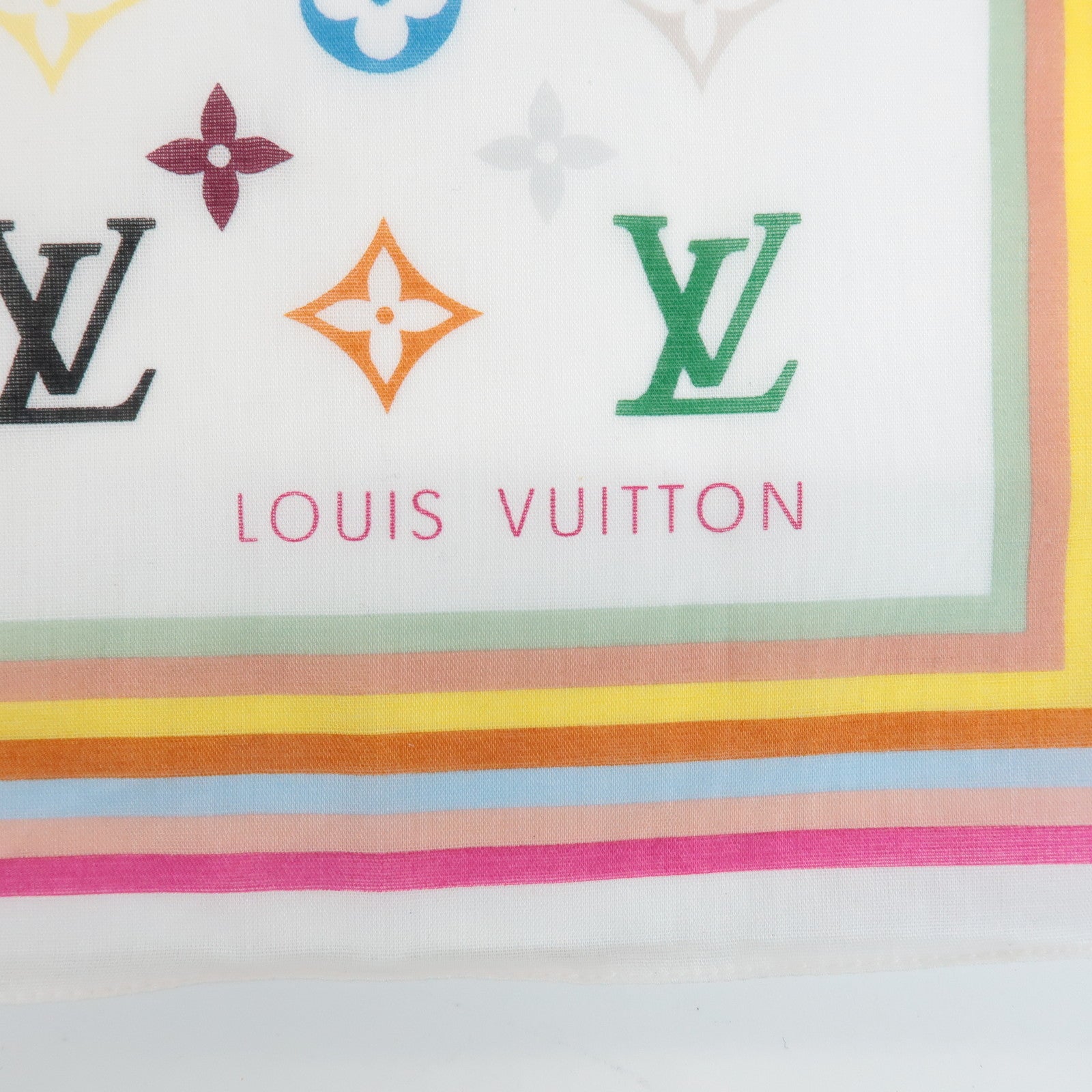 Louis Vuitton Monogram Multicolor Cotton Scarf Blanc M71911 Used