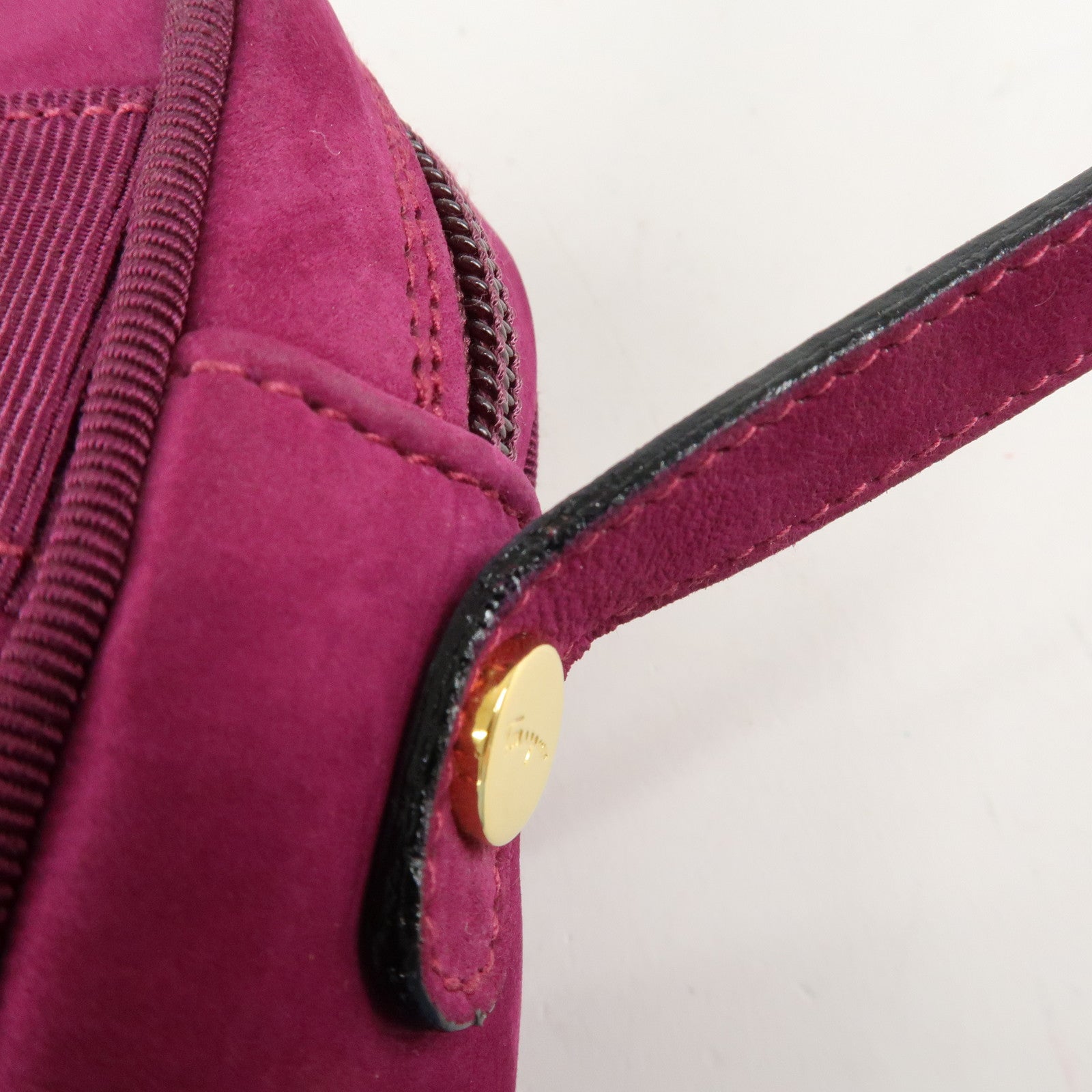 Ferragamo Vara Ribbon Suede Leather Shoulder Bag Purple Used