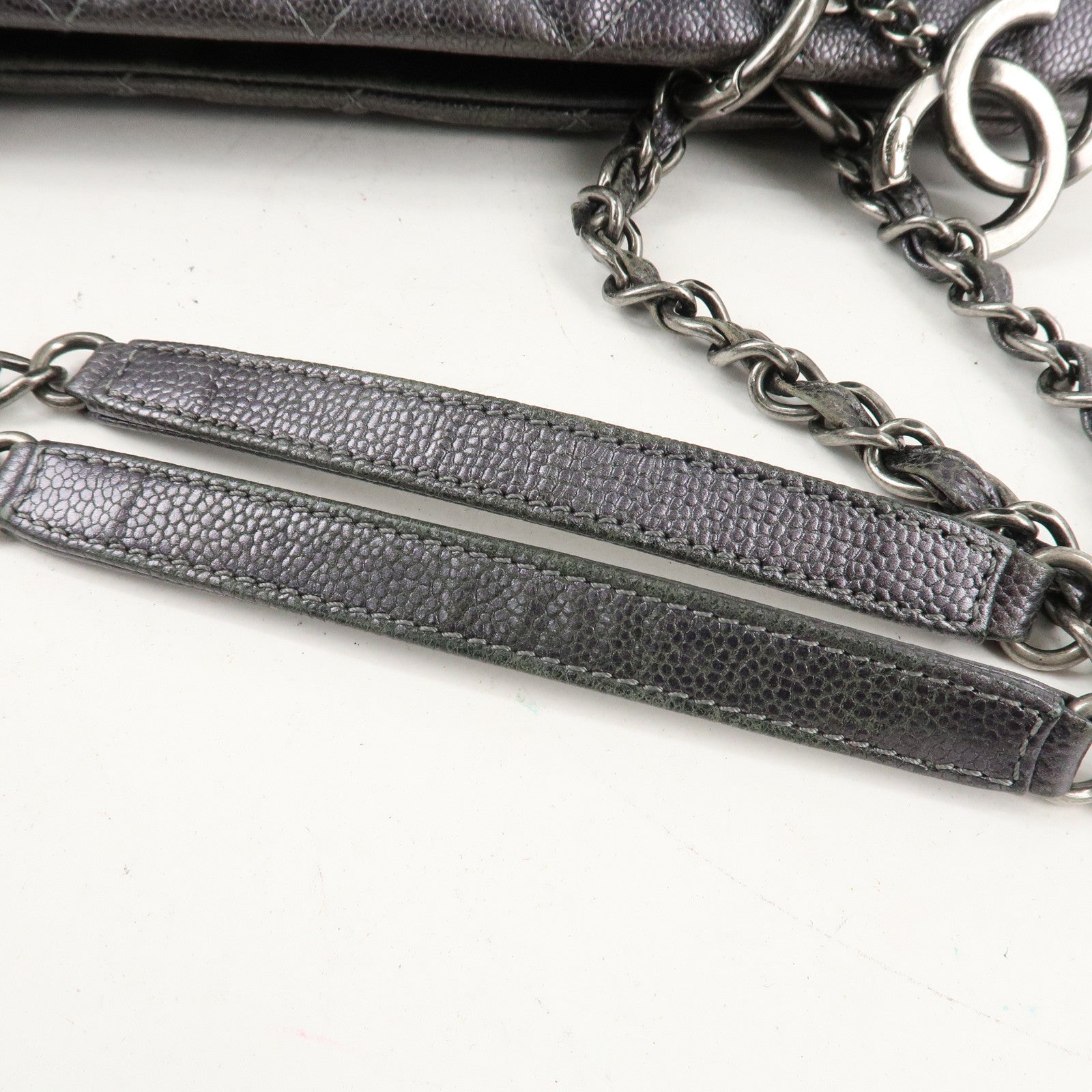 CHANEL Matelasse COCO Mark Leather Chain Tote Bag Shoulder Bag Used