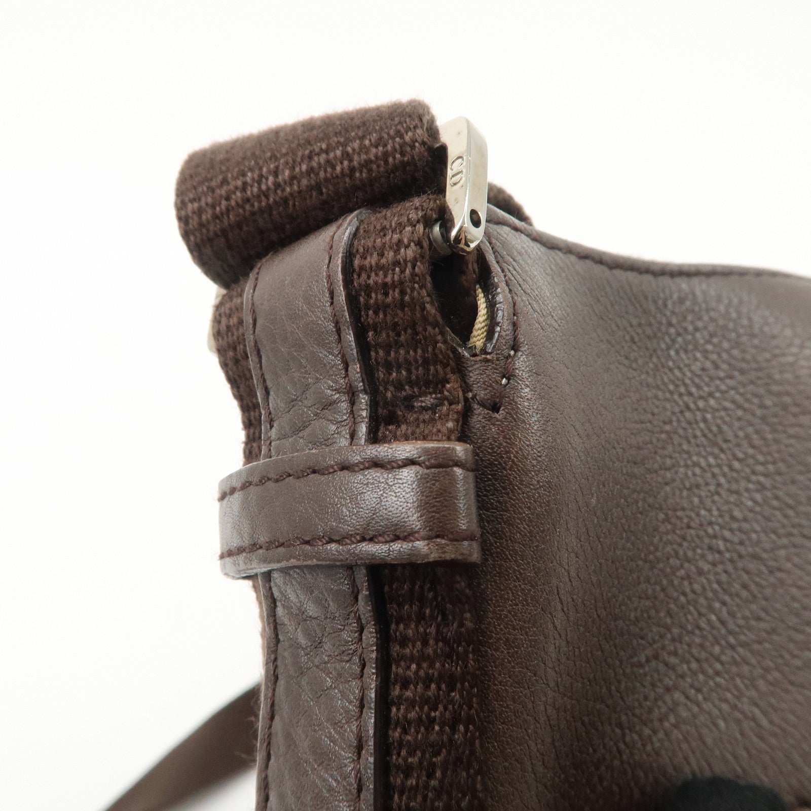 Christian Dior Trotter Canvas Leather Shoulder Bag Beige Brown Used