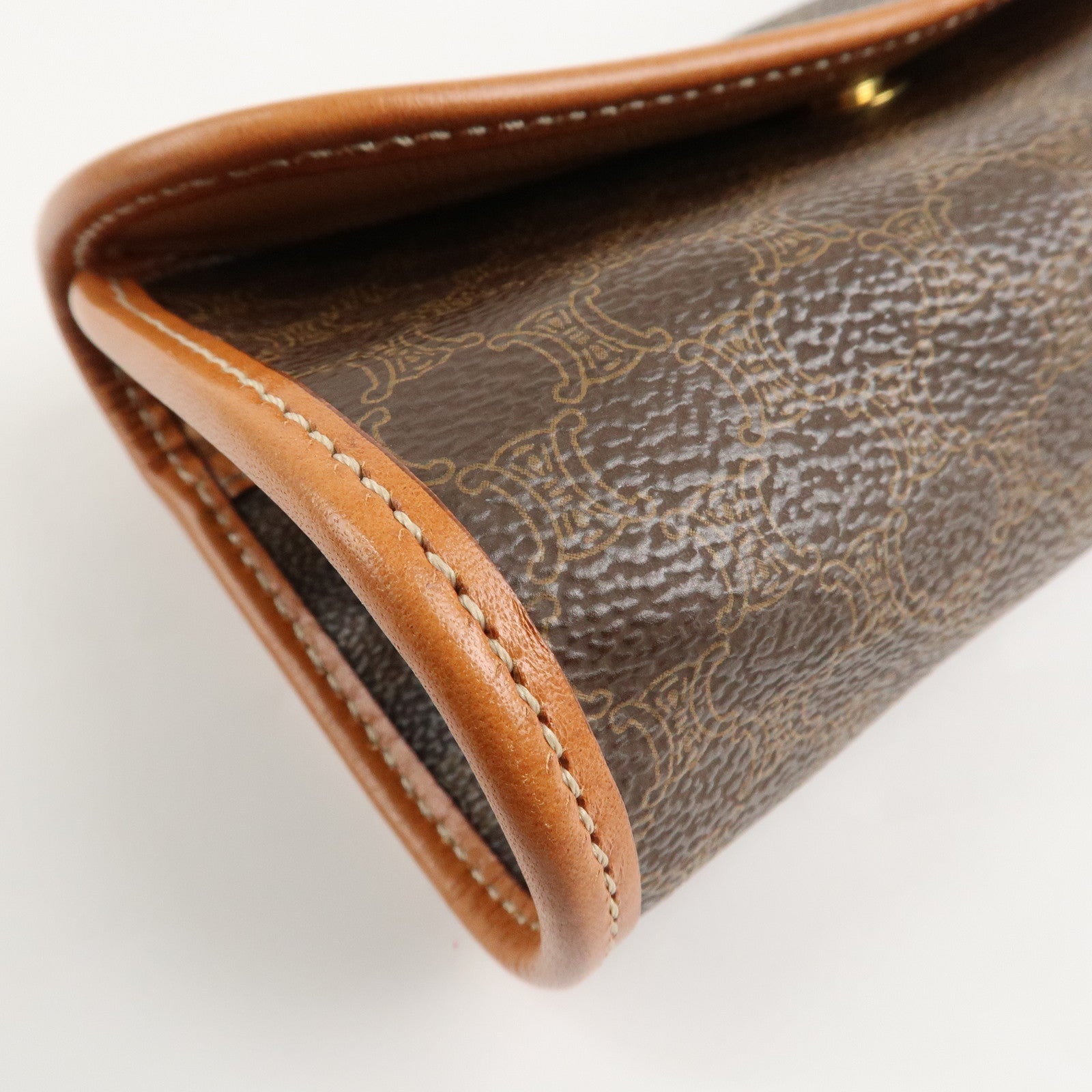 CELINE Macadam PVC Leather Pouch Cosmetic Pouch Brown Used