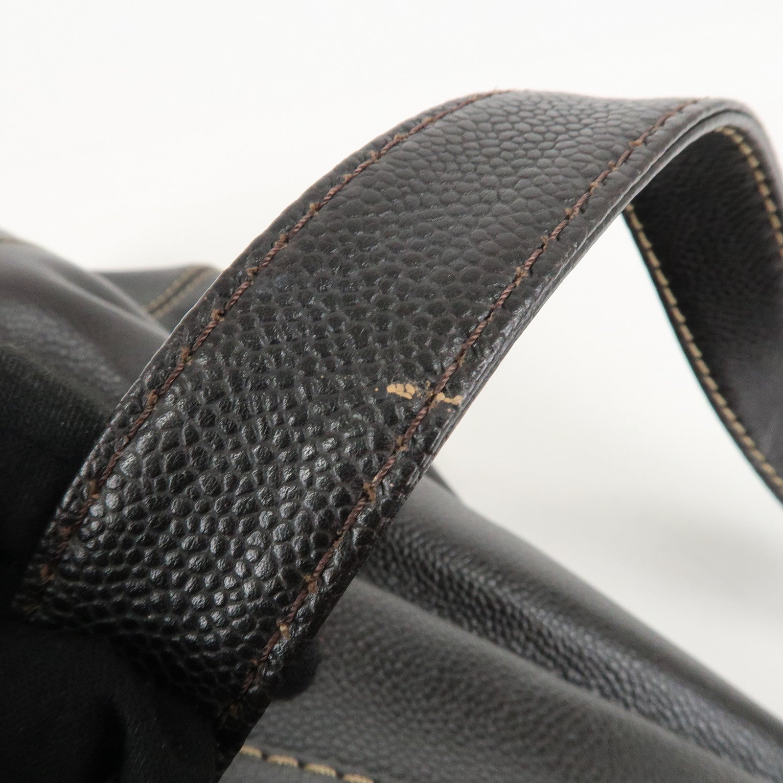 CHANEL COCO Mark Caviar Skin Hand Bag Tote Bag Brown Used