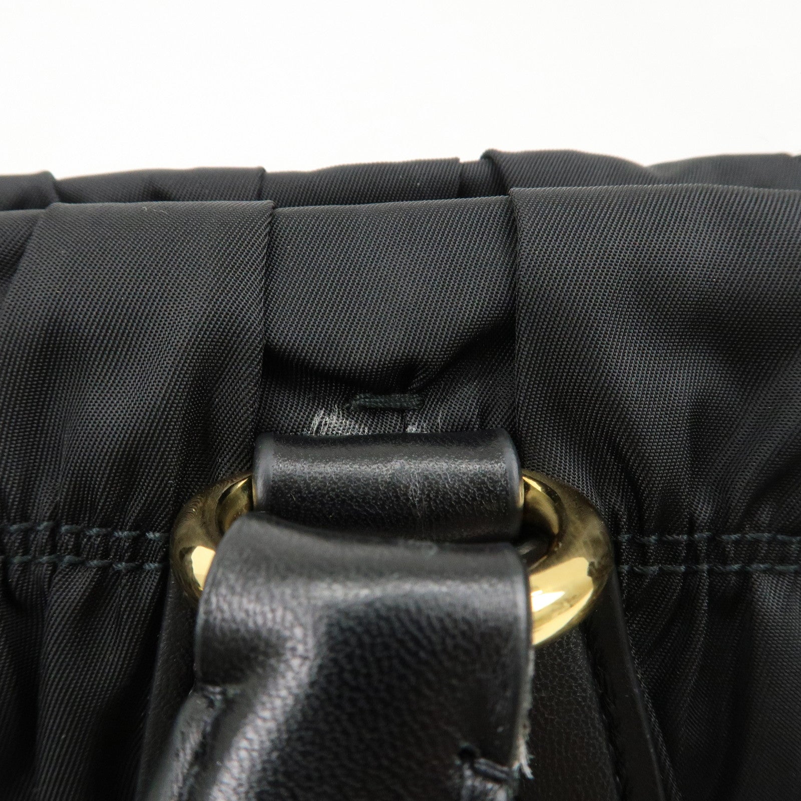 PRADA Logo Nylon Leather 2Way Bag Hand Bag Black NERO BN1407 Used