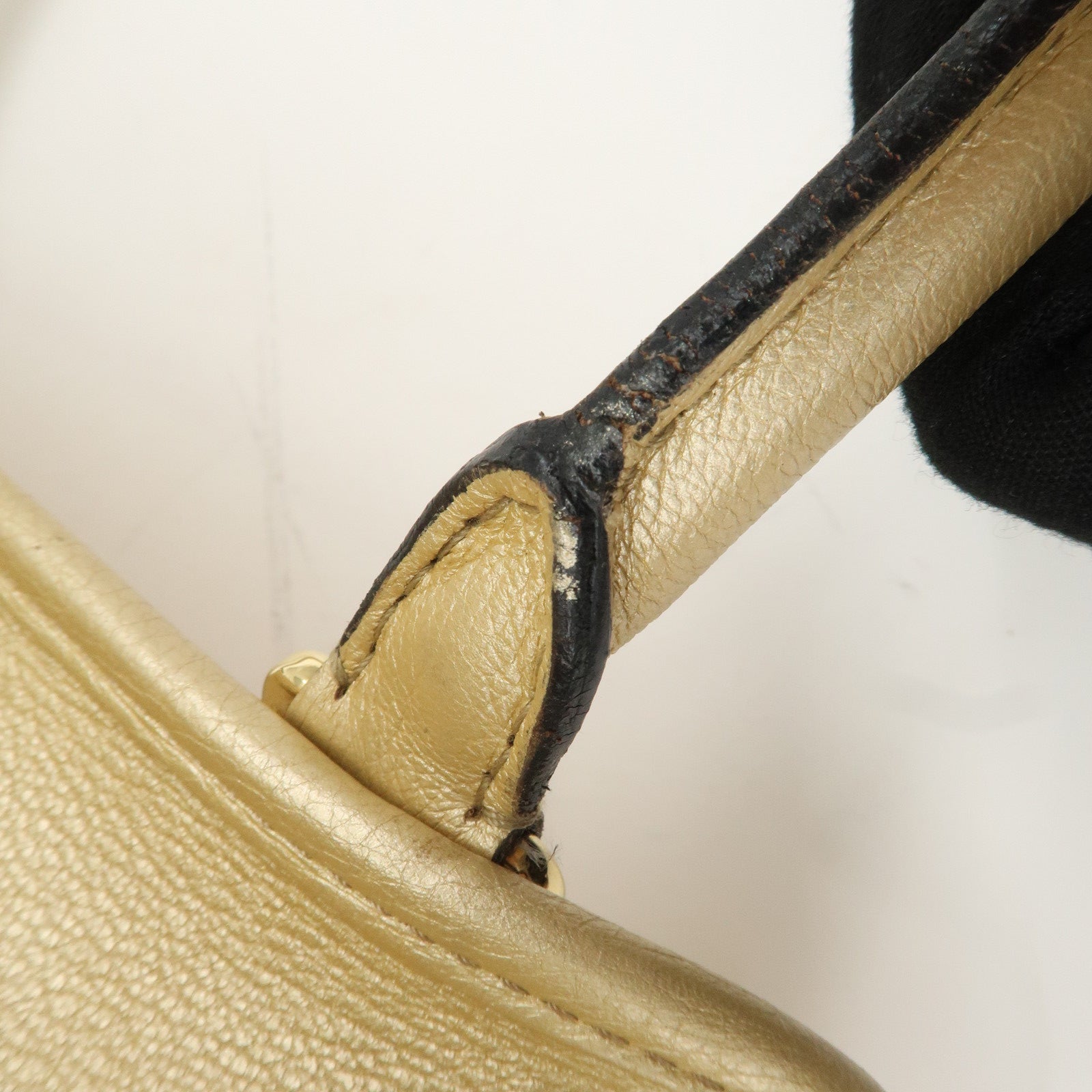 LOEWE Anagram Leather Amazona 28 Hand Bag Gold Used