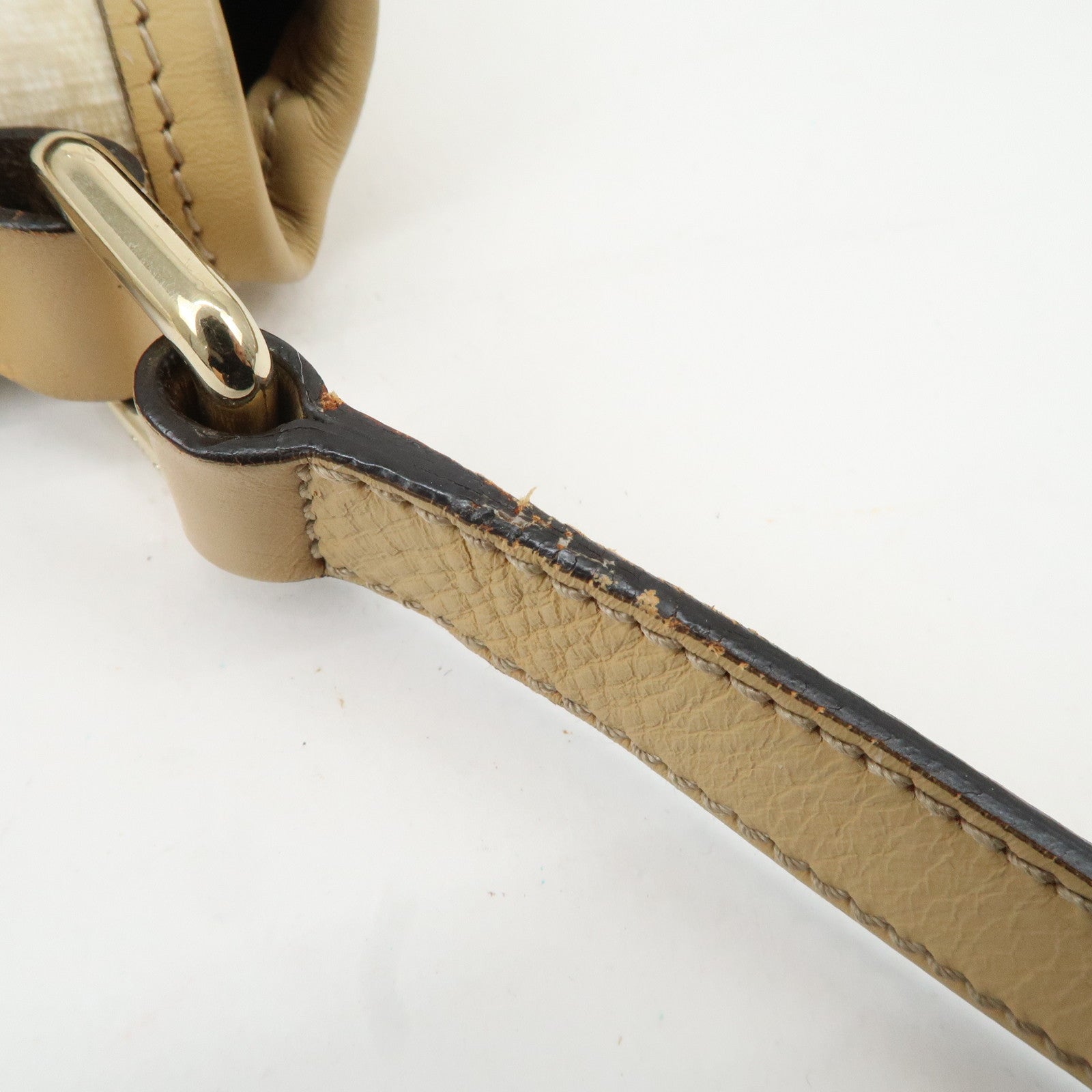 GUCCI GG Supreme Leather Shoulder Bag Ivory Light Brown 223666 Used