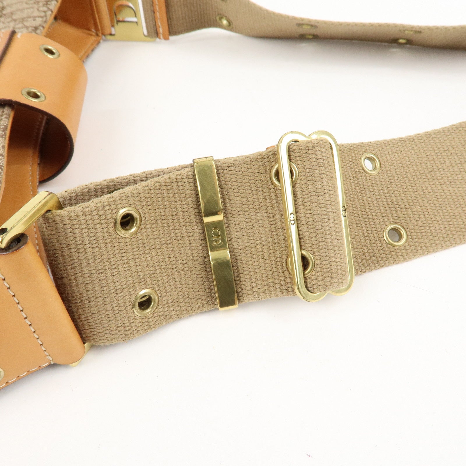 Christian Dior Trotter Canvas Leather Shoulder Bag & Pouch Used