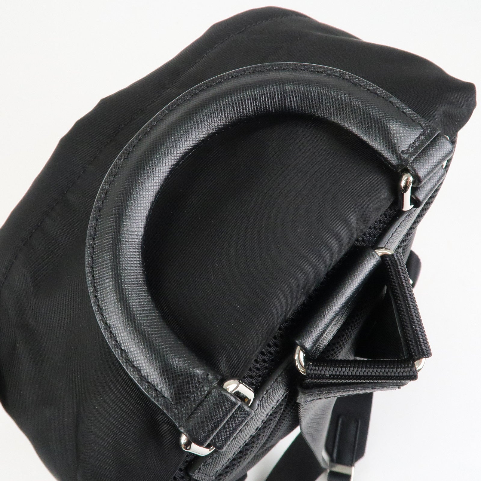 PRADA Leopard Nylon Leather Rucksack Black Brown 1BZ001 Used