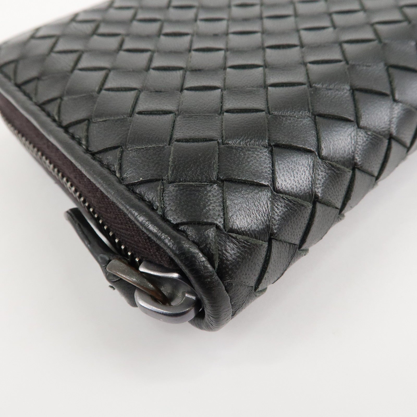 BOTTEGA VENETA Intrecciato Leather Round Fauna Long Wallet Used