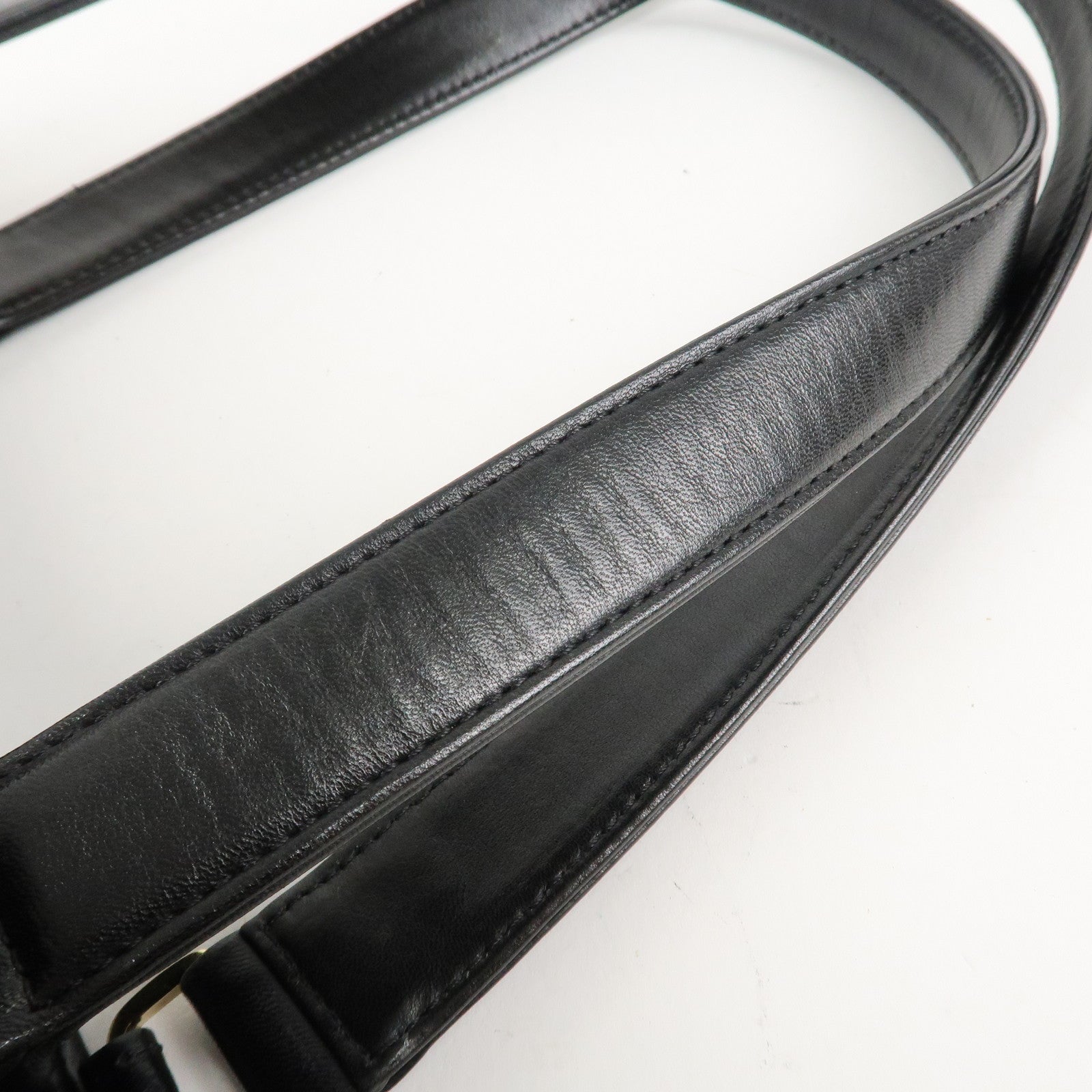 CHANEL Chocolate Bar Lamb Skin COCO Mark Tote Bag Hand Bag A17809 Used