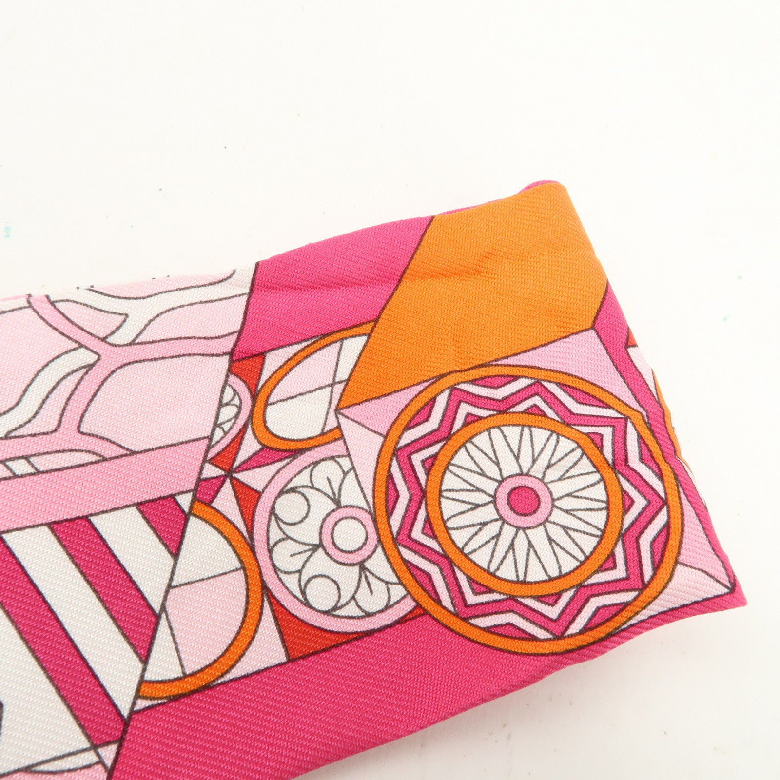 HERMES Silk 100% Twilly Scarf De l'Ombrelle aux Duels Pink Used