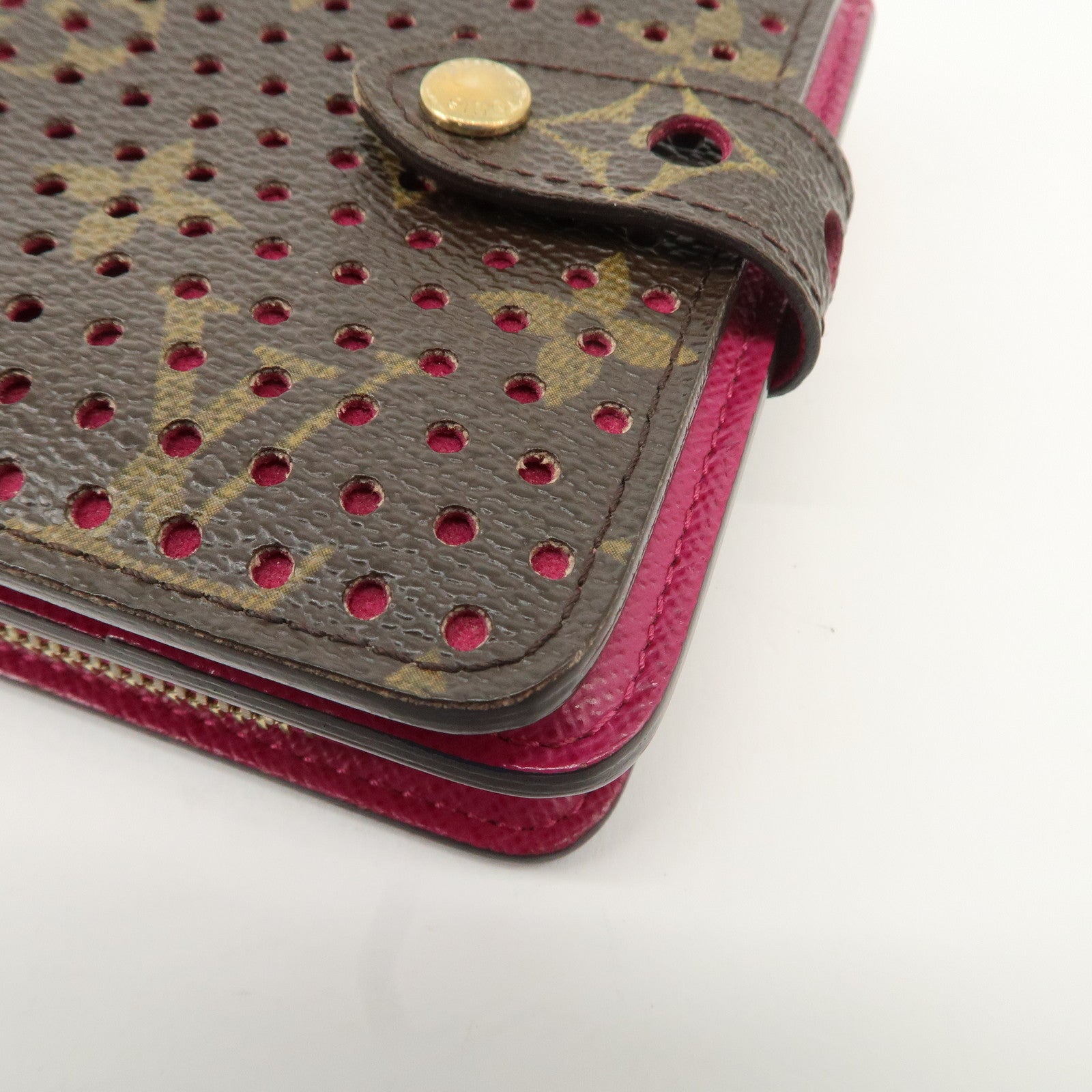 Louis Vuitton Monogram Perfor Compact Zip Wallet Fuchsia M95188 Used
