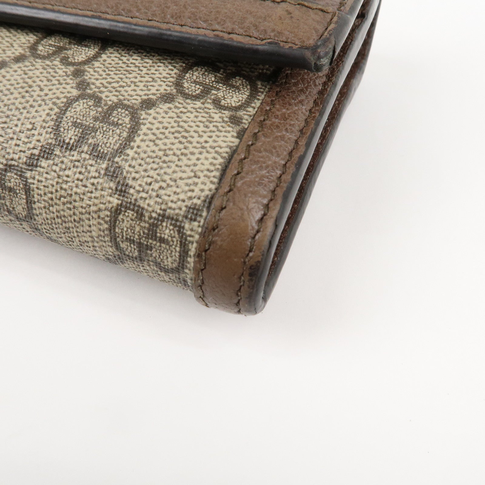 GUCCI Ophidia Sherry GG Supreme Leather Bi-fold Long Wallet 523153 Used