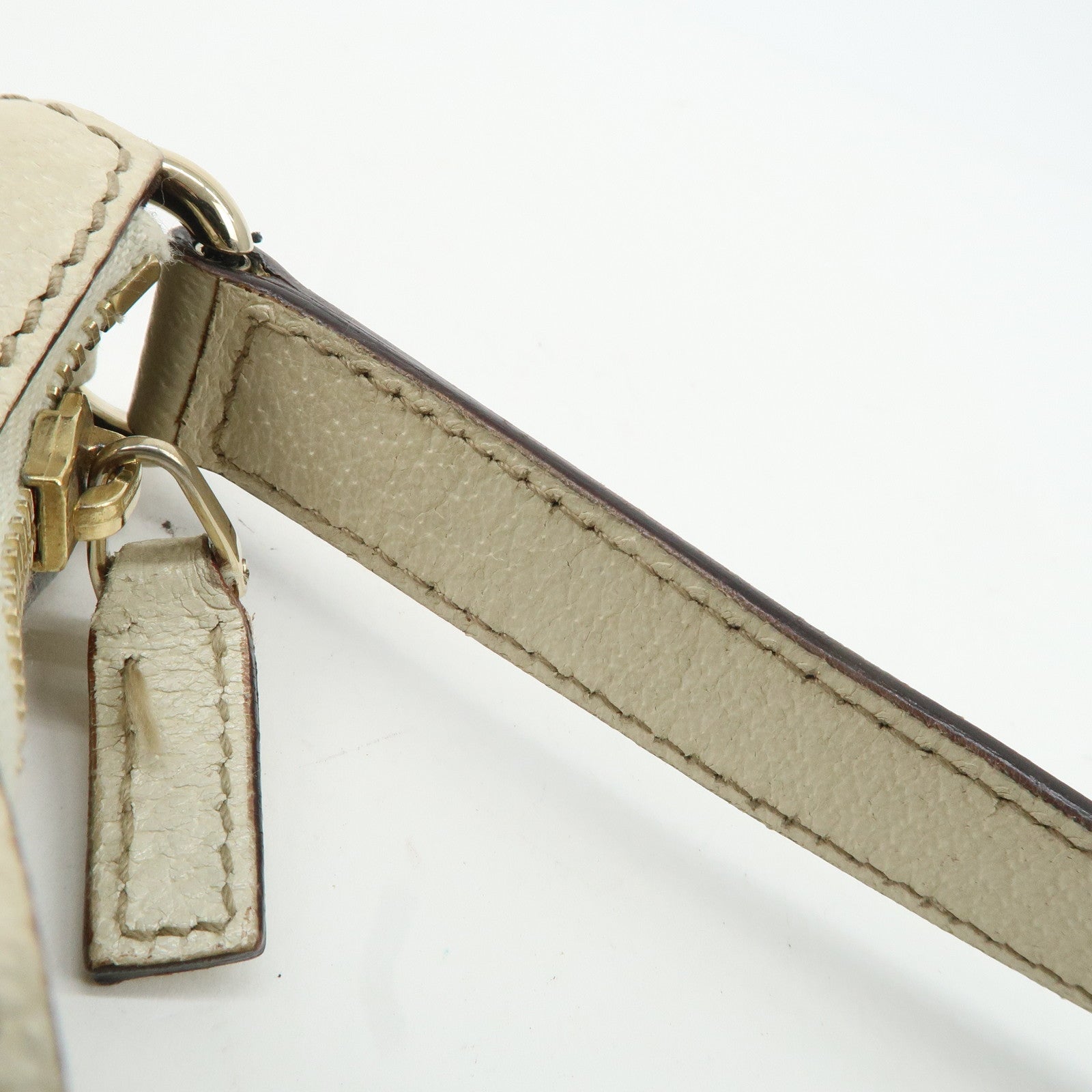 GUCCI GG Canvas Leather Shoulder Bag Beige Ivory 153010 Used