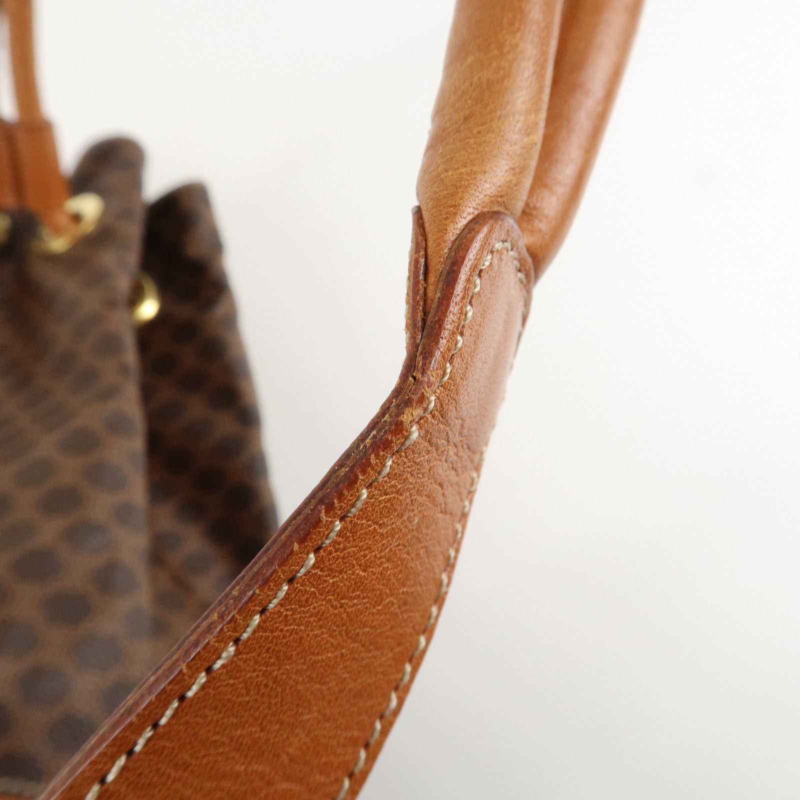 CELINE Macadam PVC Leather One Shoulder Bag Dark Brown Used