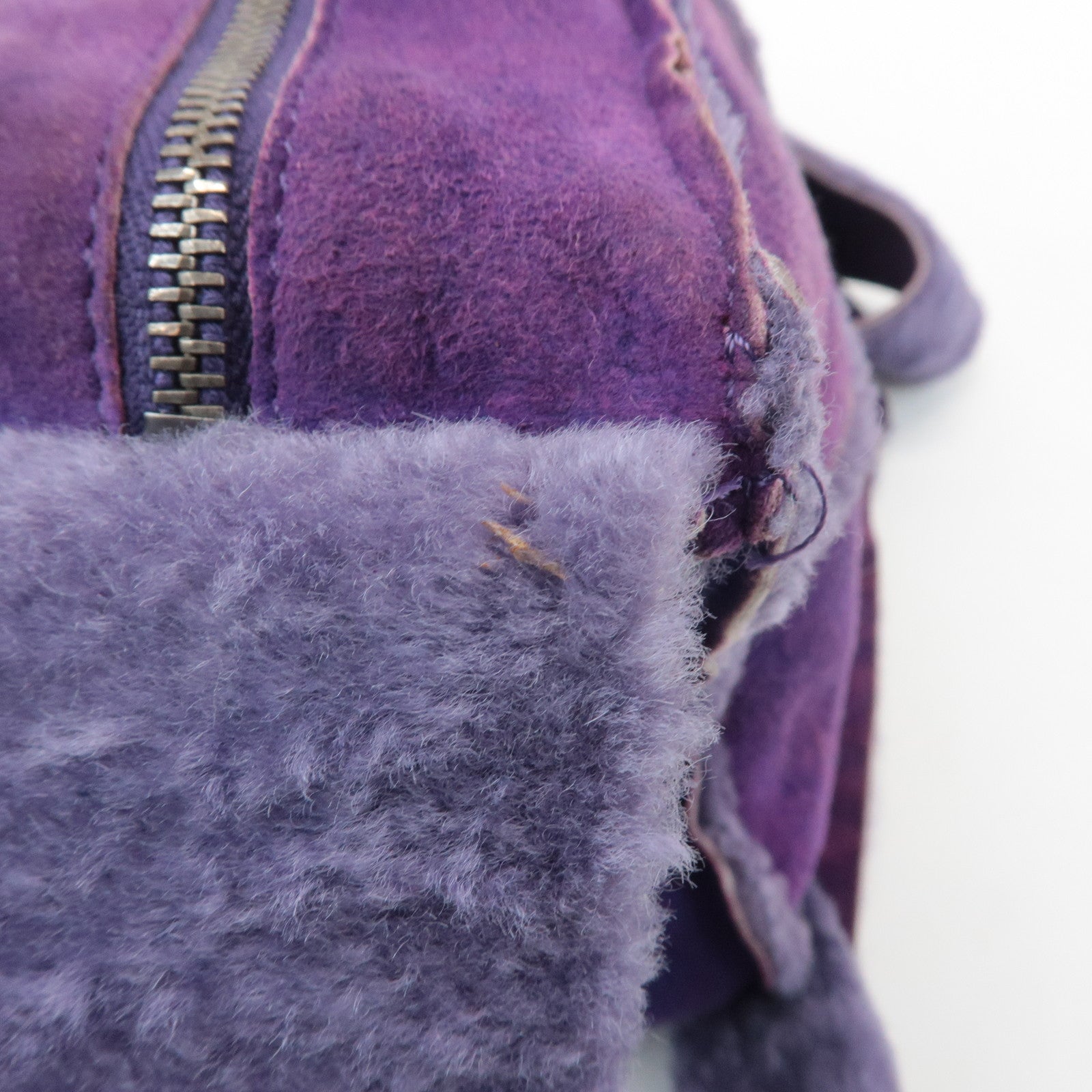 CHANEL COCO Mark Chocolate Bar Suede Mouton Shoulder Bag Purple Used