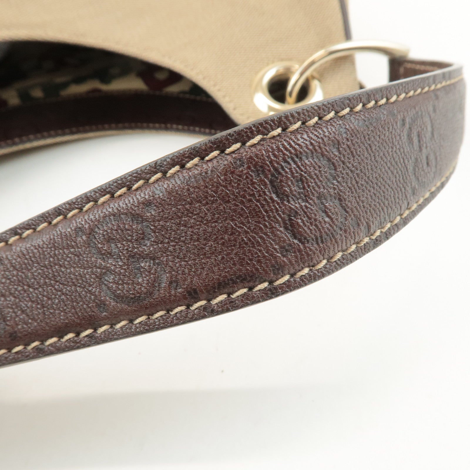 GUCCI Canvas Leather Shoulder Bag Beige Brown 257268 Used