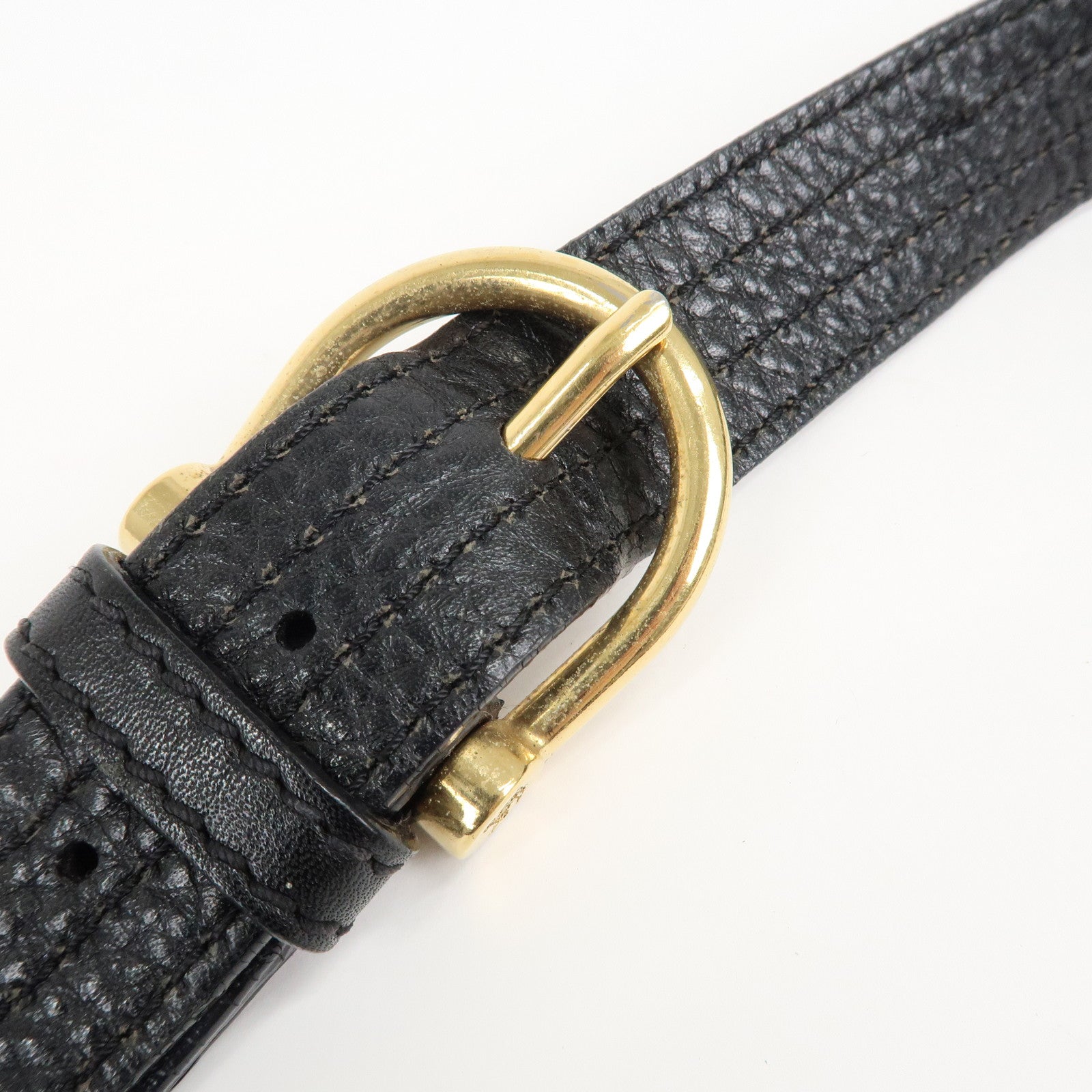 BURBERRY Logo Leather Shoulder Bag Hand Bag Black Used