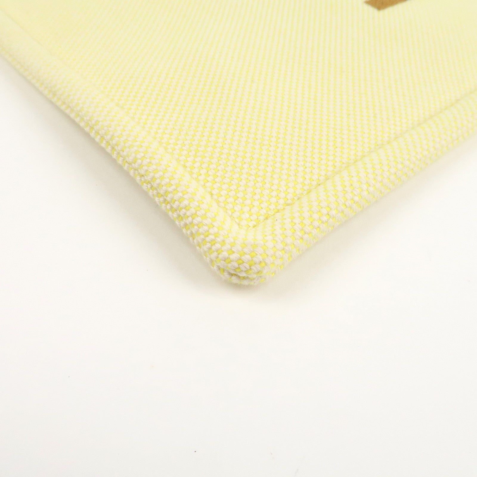 HERMES Canvas Leather H Tissage Yellow Brown Used