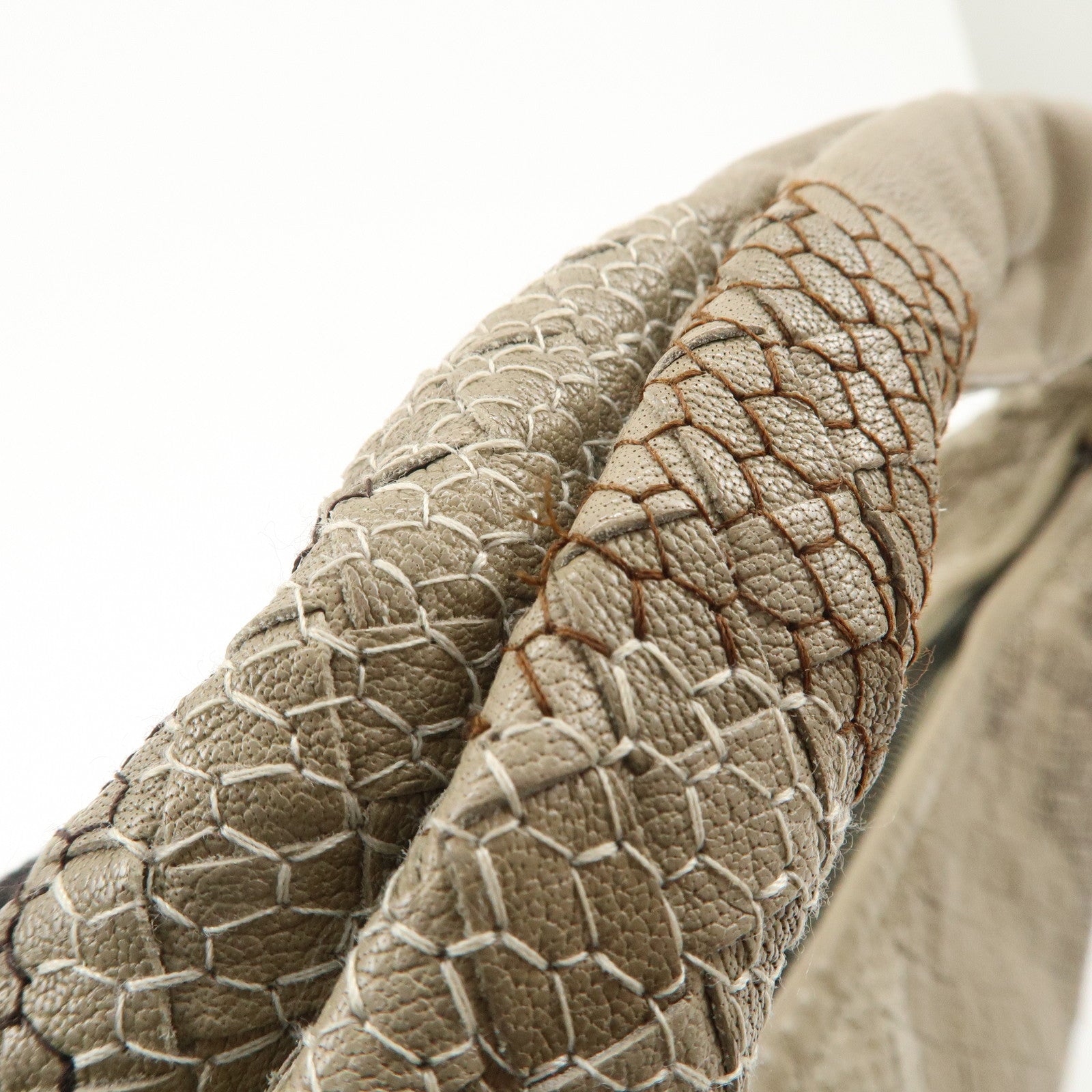 BOTTEGA VENETA Hobo Leather Shoulder Bag Beige Gray Black Used