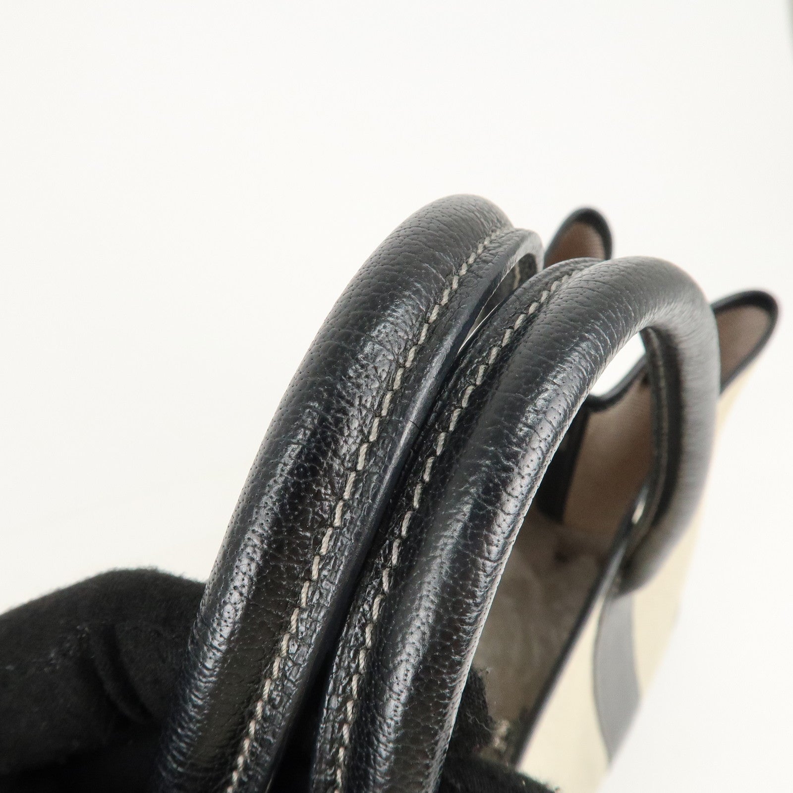 HERMES ToileOfficier Leather Garden Party PM J Stamped Tote Bag Used