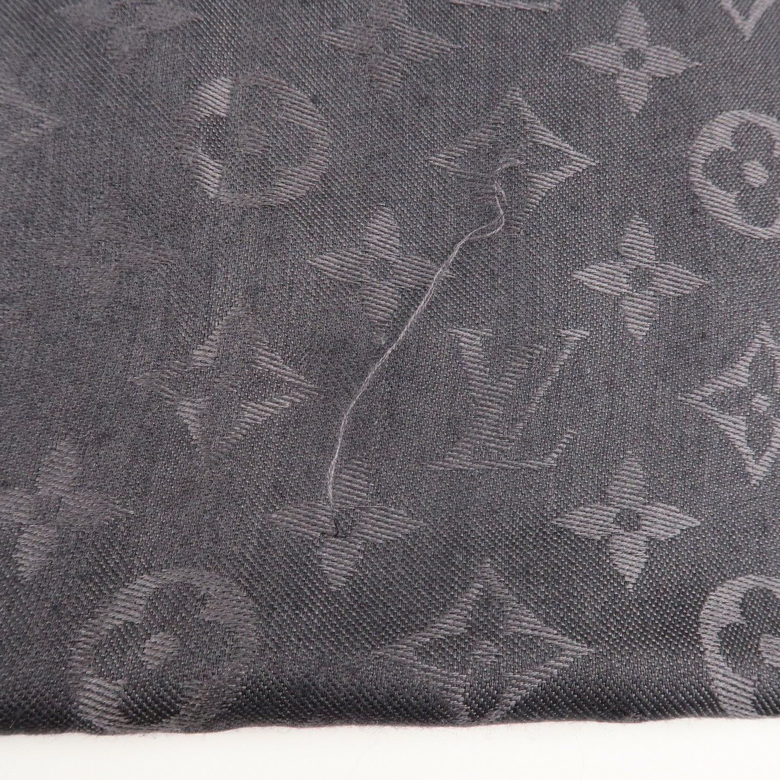 Louis Vuitton Monogram Silk Wool Stole Shawl Gray 402336 Used