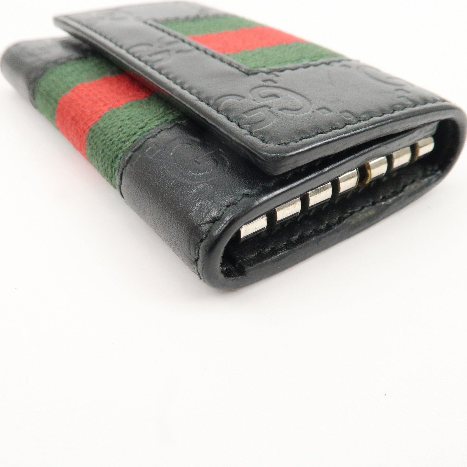 GUCCI Sherry Guccissima Leather 6 Key Case Black 408828 Used