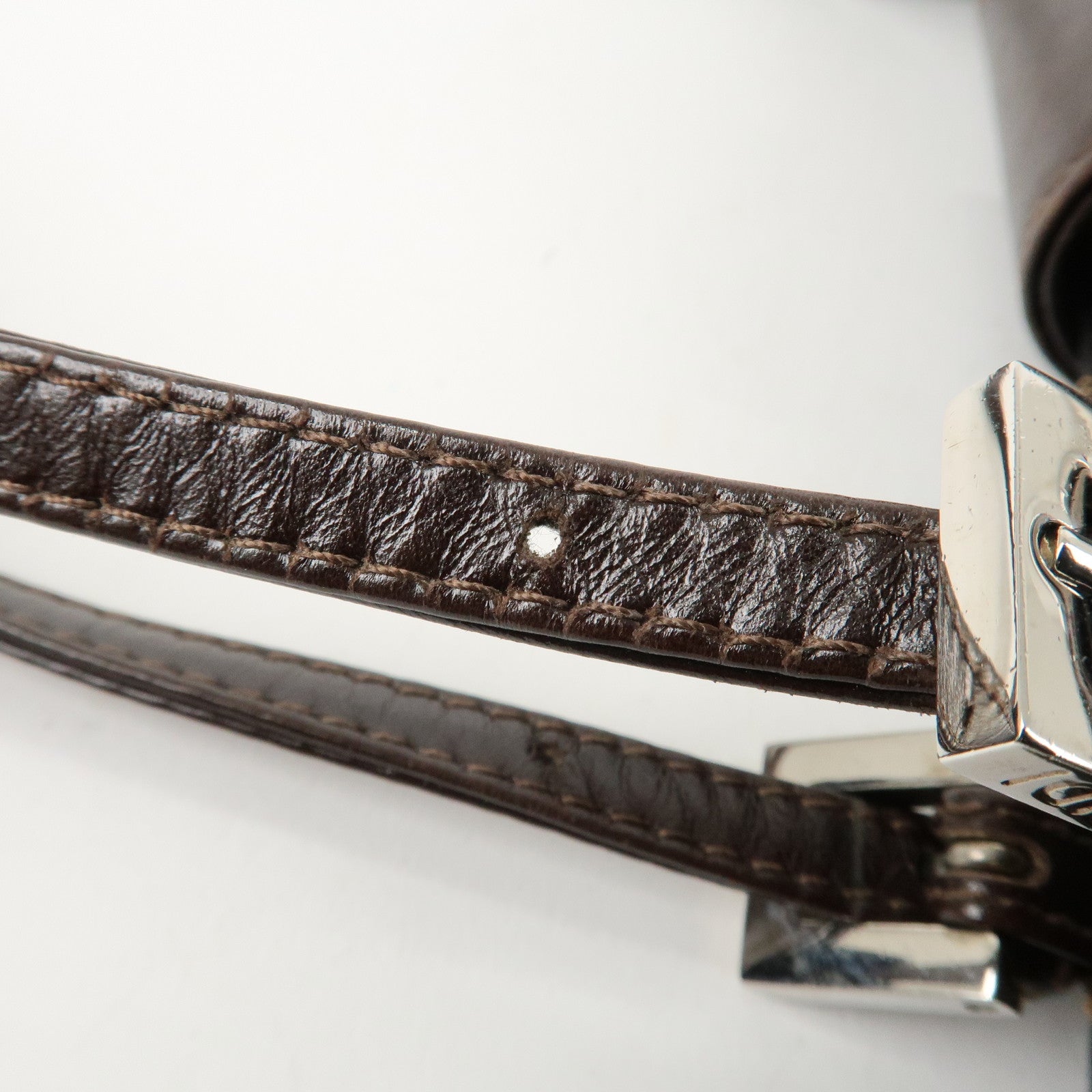 FENDI Zucca Canvas Leather Shoulder Bag Brown Black 15808 Used