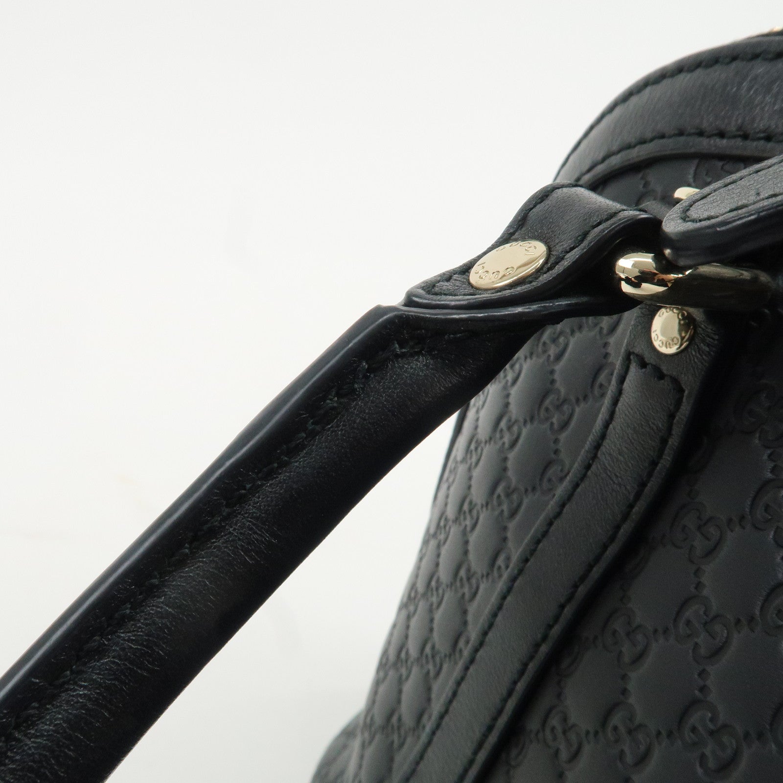 GUCCI Micro Guccissima Leather 2Way Shoulder Hand Bag Black 449654 Used