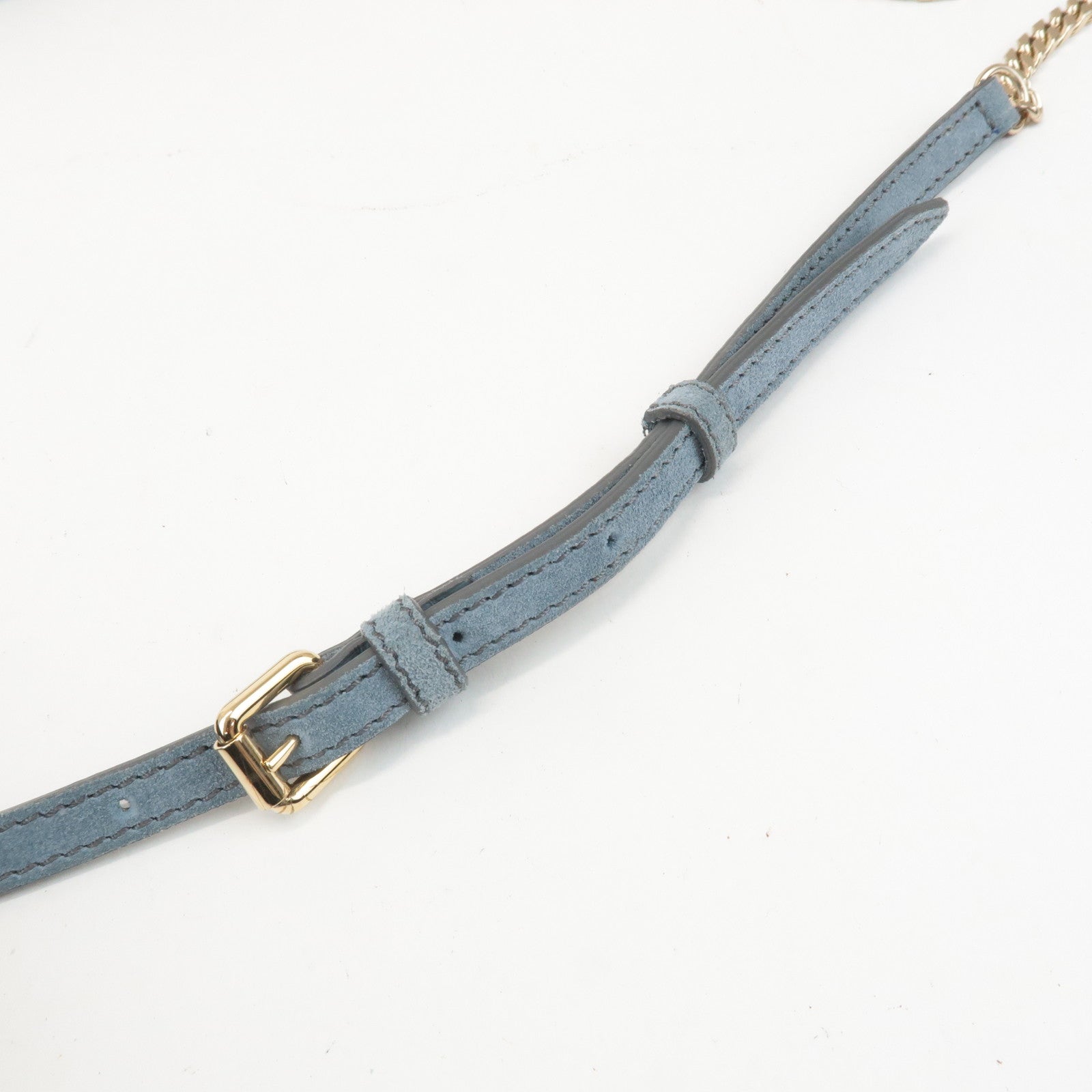BURBERRY Leather Suede Chain Sholder Bag Hand Bag Light Blue Used
