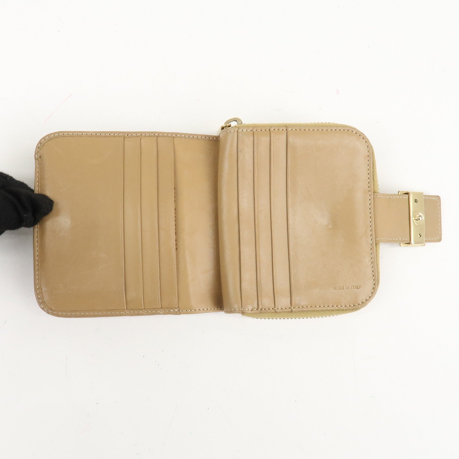 FENDI Zucca Zucchino Set of 3 Canvas Leather Wallet Used