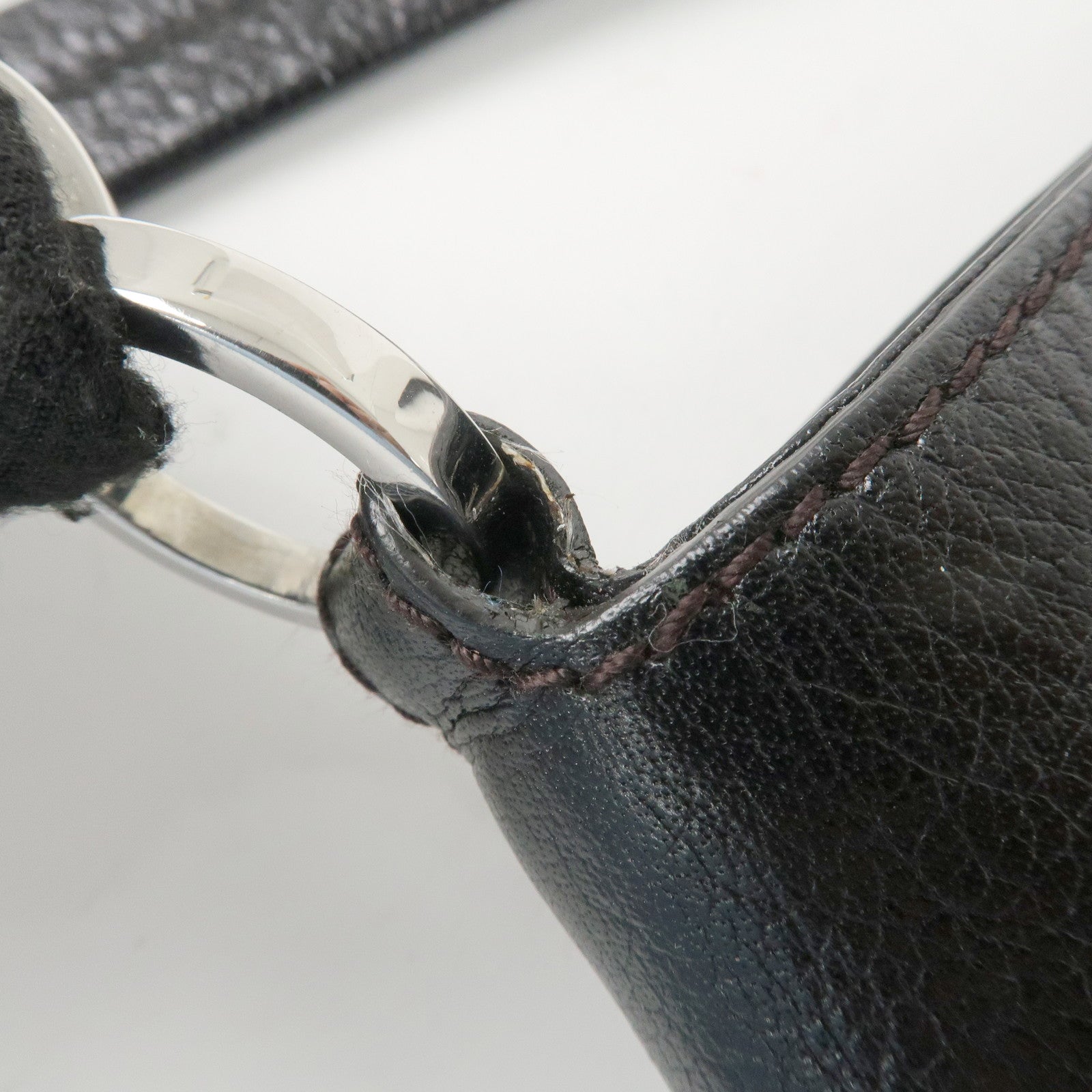 Cartier Leather Shoulder Bag Tote Bag Hand Bag Black Used