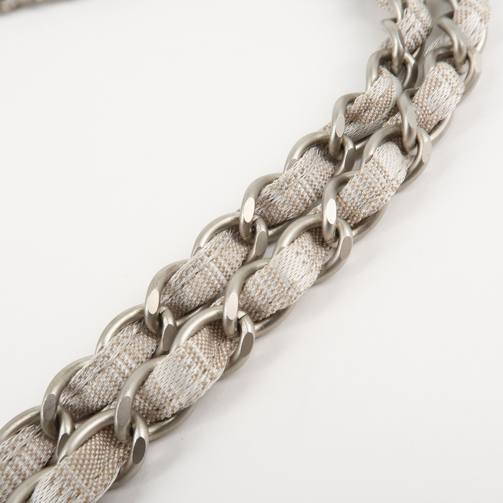 CHANEL Travel Line Chocolate Bar Nylon Jacquard Chain Bag A15285 Used