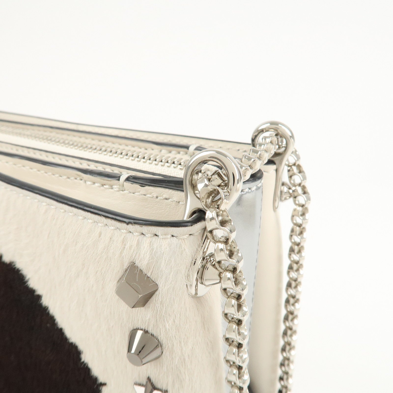 Christian Louboutin Chain Shoulder Bag Red Sole Pony Studs Used