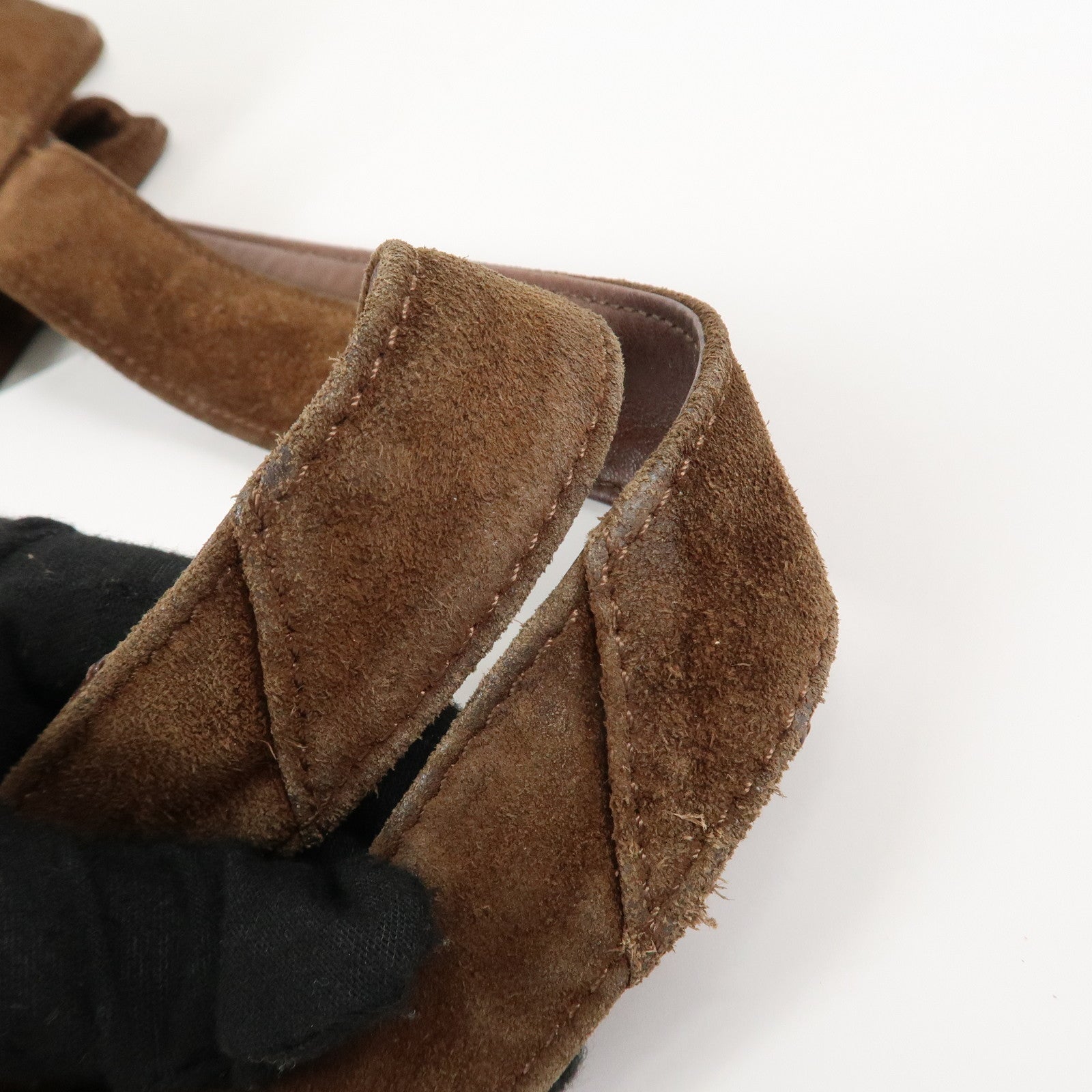 CHANEL Suede Tote Bag Shoulder Bag Hand Bag Brown Used