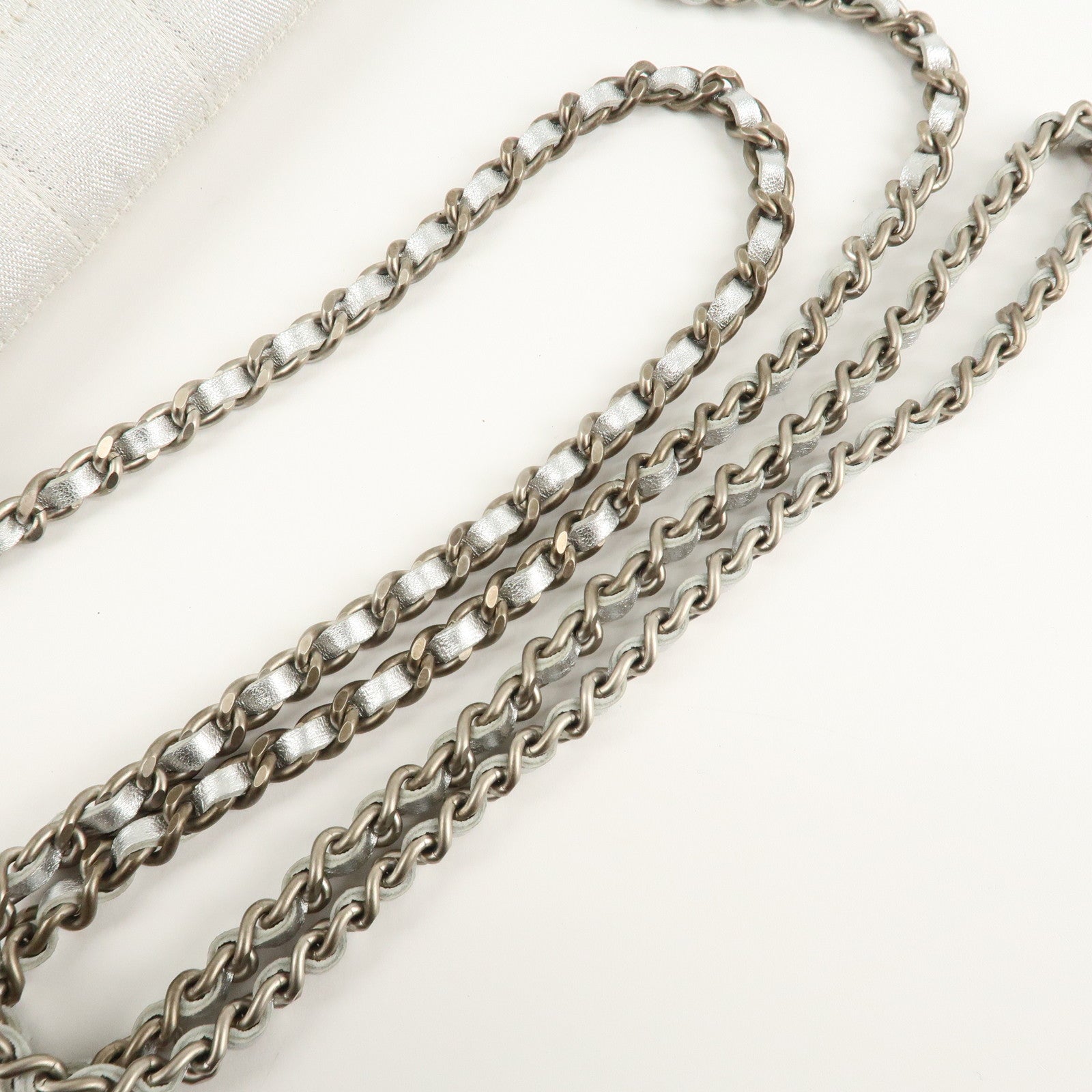 Chanel New Travel Line Nylon Jacquard Leather Chain Wallet A15772 Used