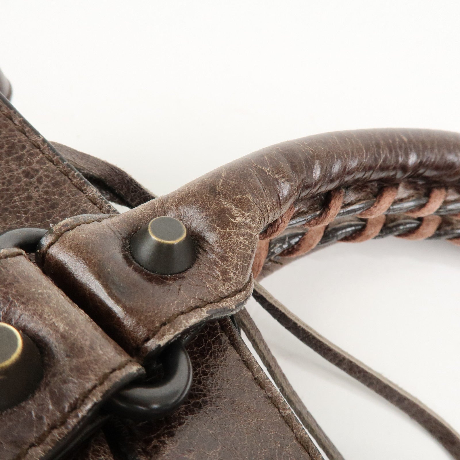 BALENCIAGA The First Leather 2Way Bag Hand Bag Brown 103208 Used