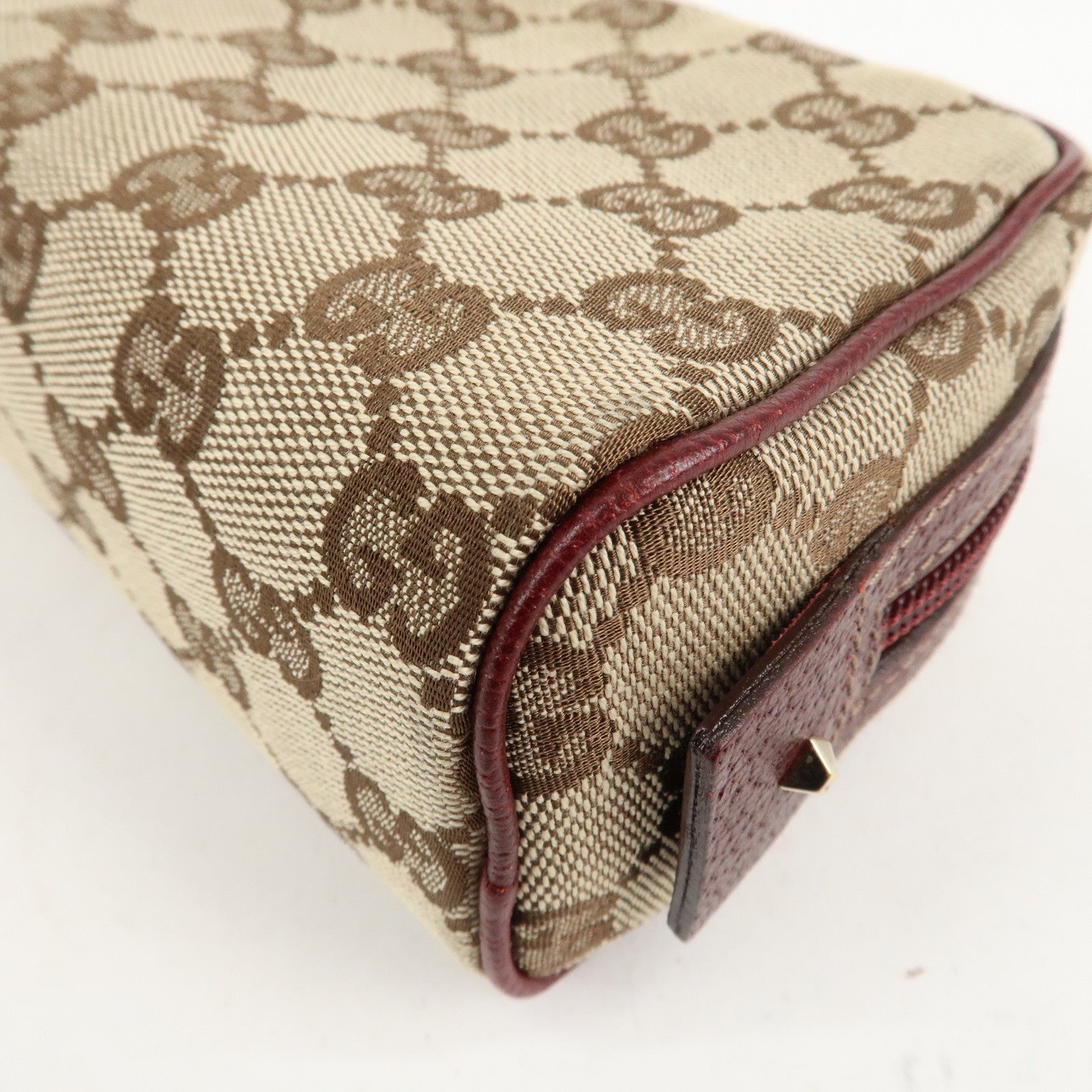 GUCCI GG Canvas Cosmetic Pouch Beige Bordeaux 120978 Used
