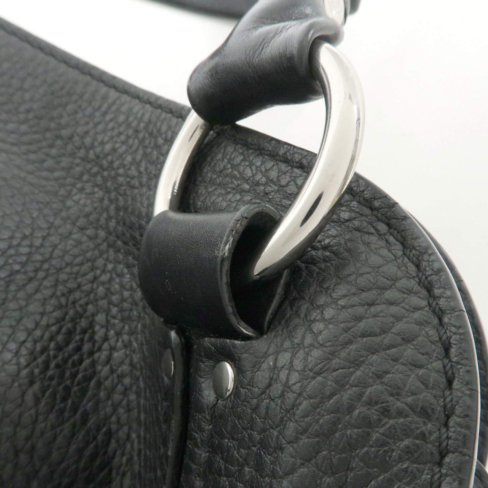 CELINE Leather Shoulder Bag Hand Bag Silver Hardware Black Used