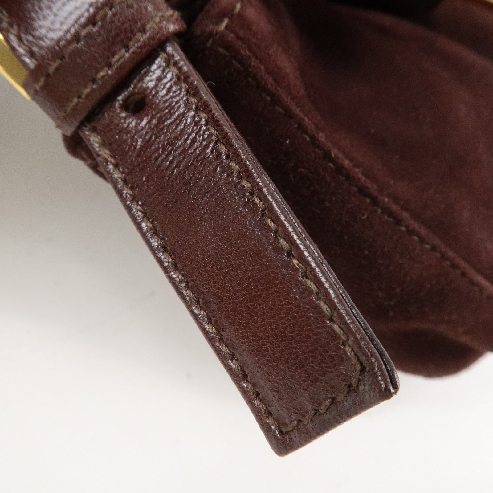 FENDI Suede Leather Shoulder Bag Dark Brown 26424 Used